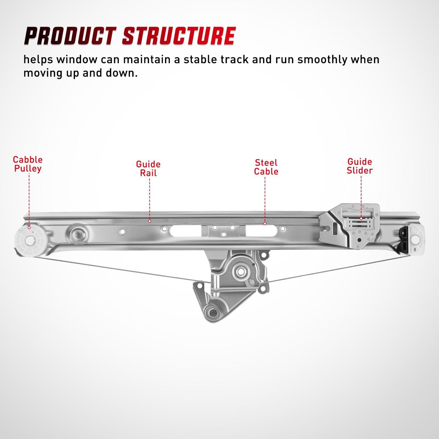 imageNilight 740481 Rear Passenger Side Window Regulator Compatible with 19992005 BMW E46 323i 328i 325i 325xi 330i 330xi SedanWagon Only OE Replacement