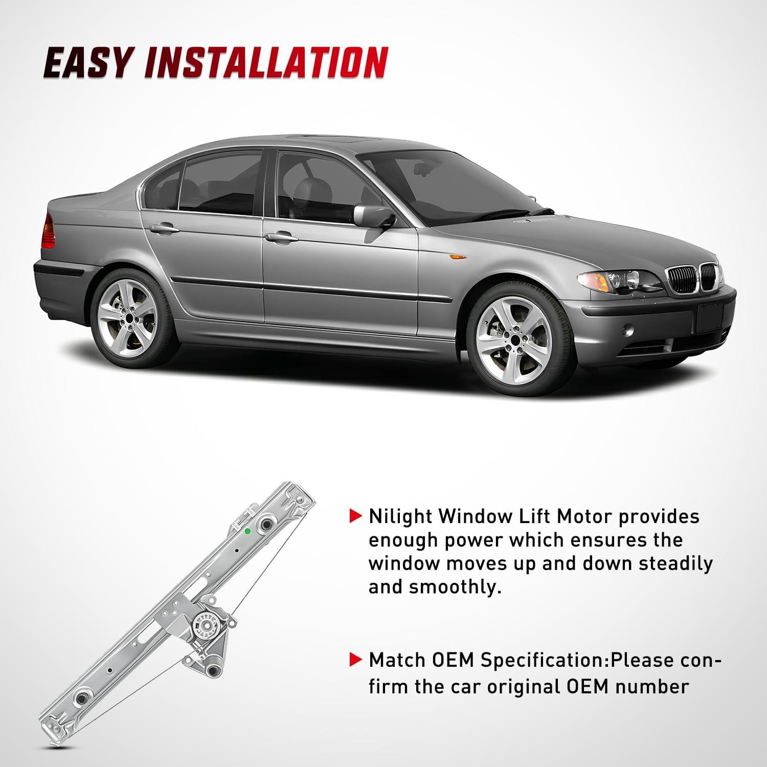 imageNilight 740481 Rear Passenger Side Window Regulator Compatible with 19992005 BMW E46 323i 328i 325i 325xi 330i 330xi SedanWagon Only OE Replacement