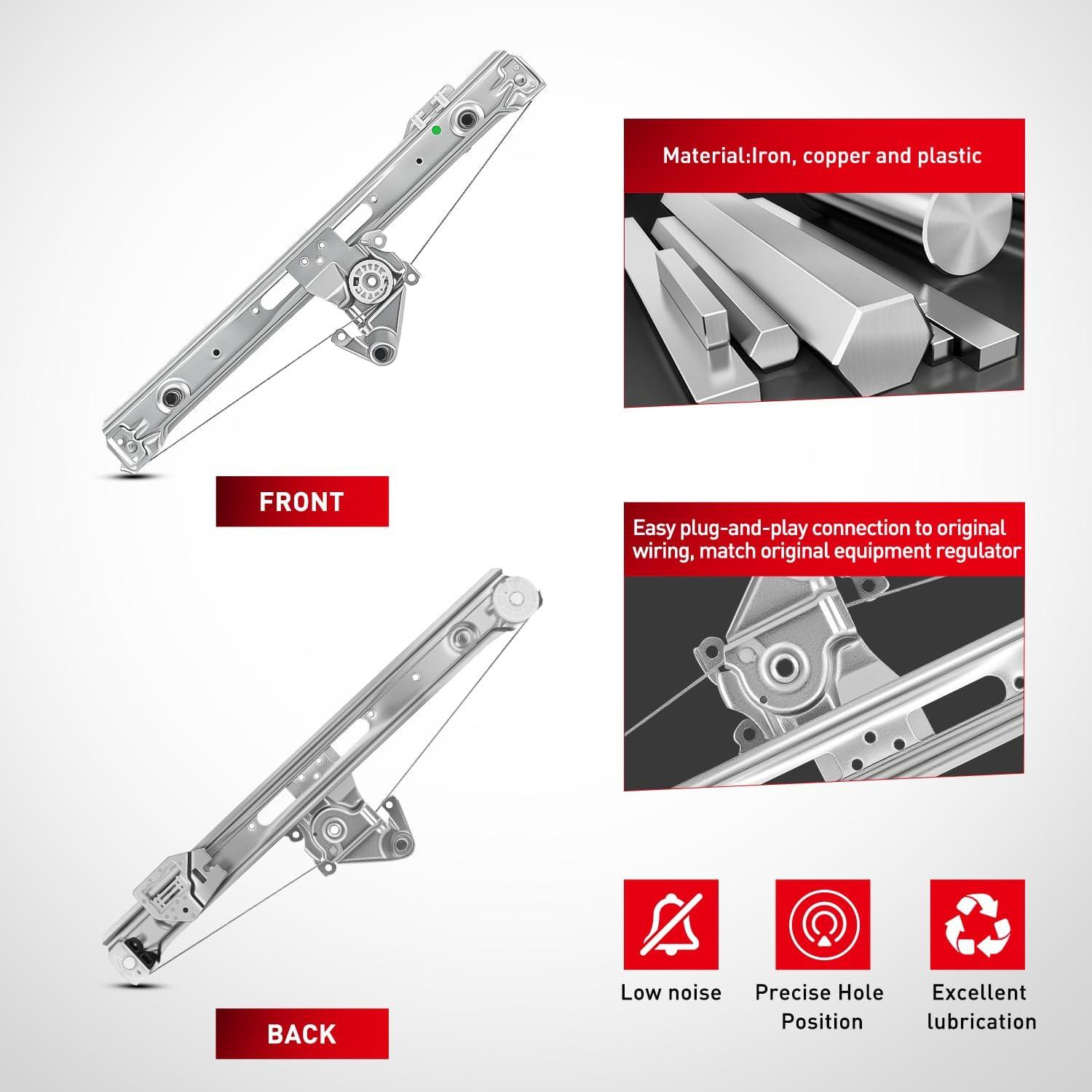 imageNilight 740481 Rear Passenger Side Window Regulator Compatible with 19992005 BMW E46 323i 328i 325i 325xi 330i 330xi SedanWagon Only OE Replacement