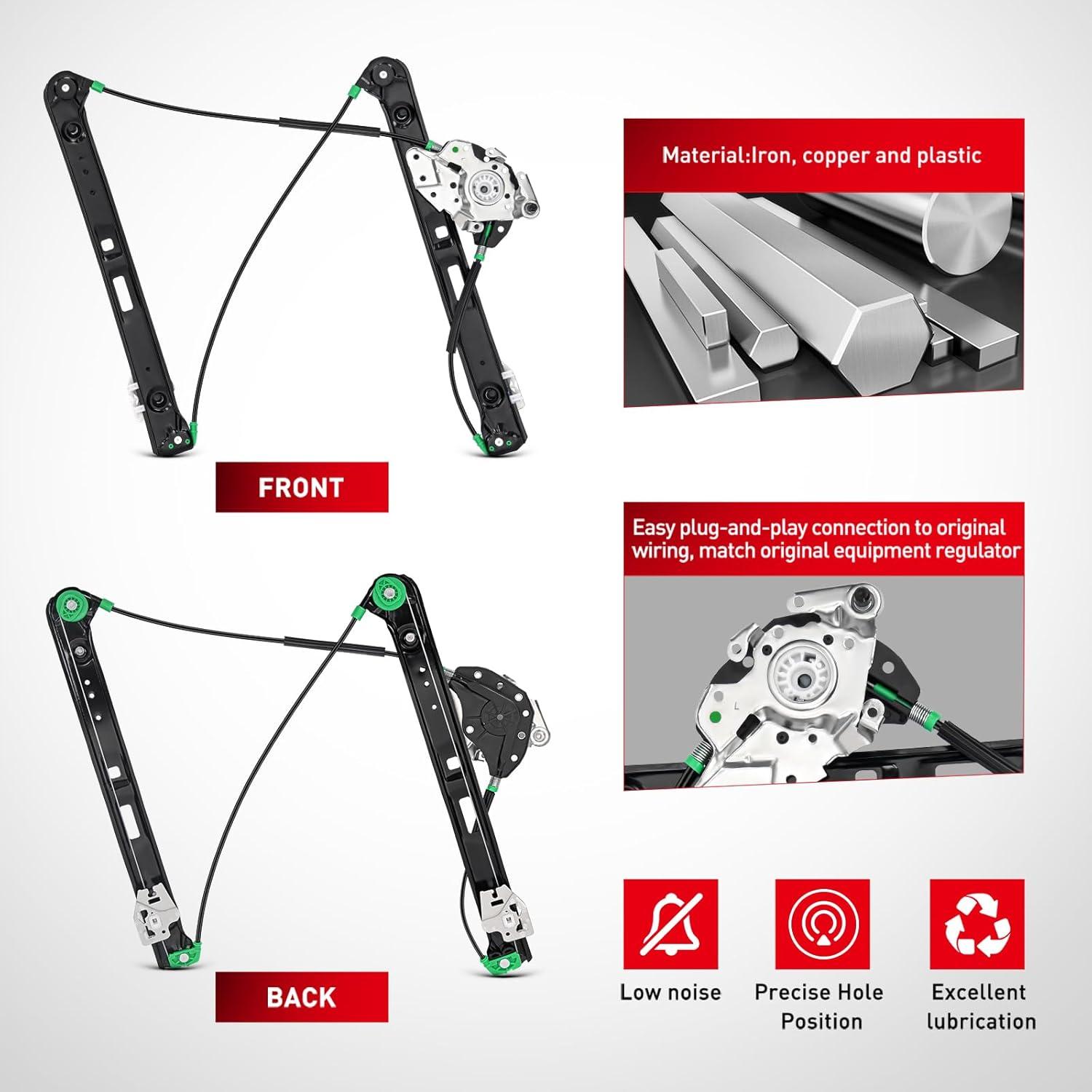 imageNilight 740484 Front Driver Side Power Window RegulatorCompatible with BMW E46 323i 325i 325xi 328i 330i 330xi 1999 2000 2001 2002 2003 2004 2005