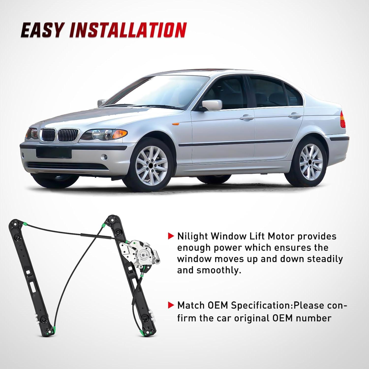 imageNilight 740484 Front Driver Side Power Window RegulatorCompatible with BMW E46 323i 325i 325xi 328i 330i 330xi 1999 2000 2001 2002 2003 2004 2005