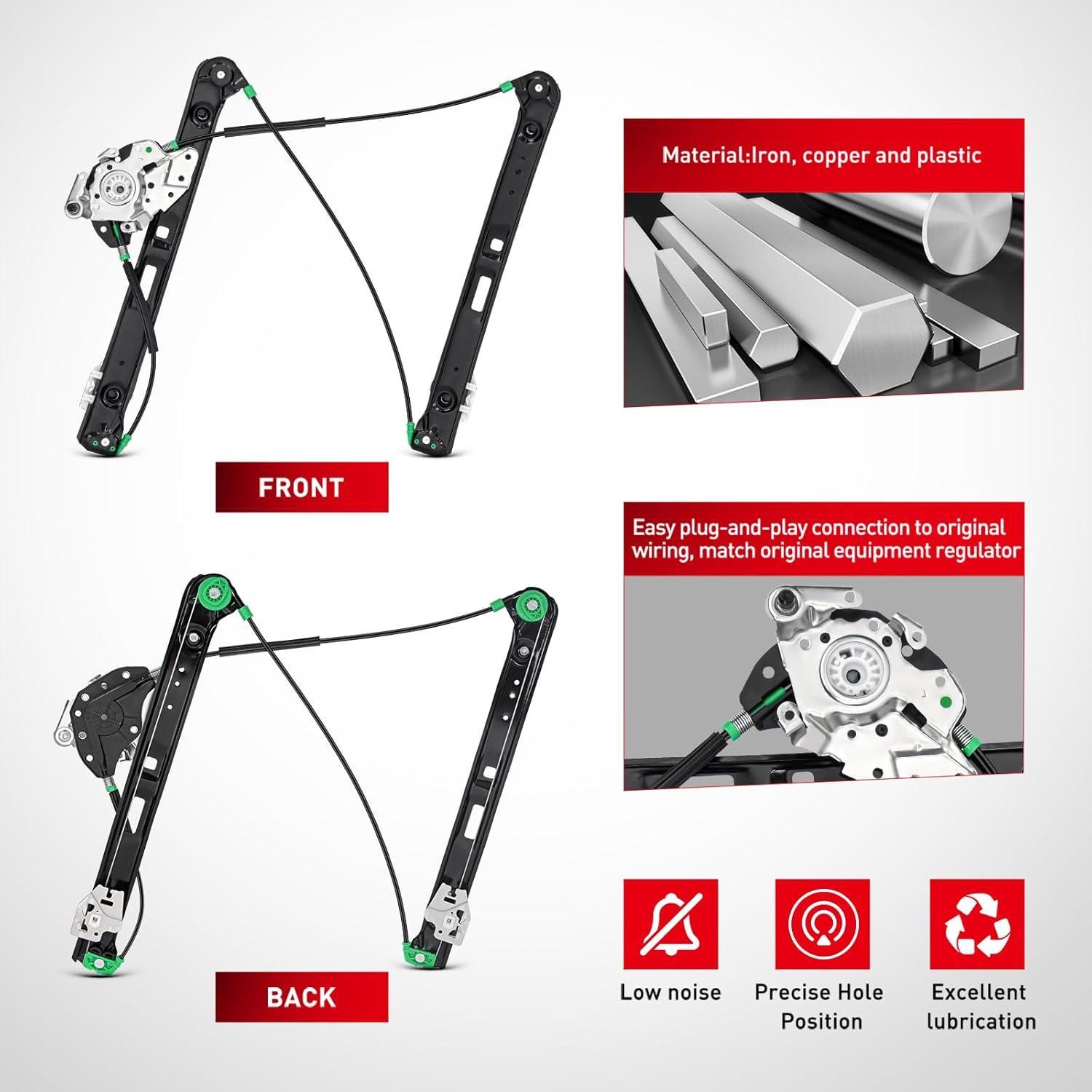 imageNilight 740485 Front Passenger Side Power Window RegulatorCompatible with BMW E46 323i 325i 325xi 328i 330i 330xi 1999 2000 2001 2002 2003 2004 2005