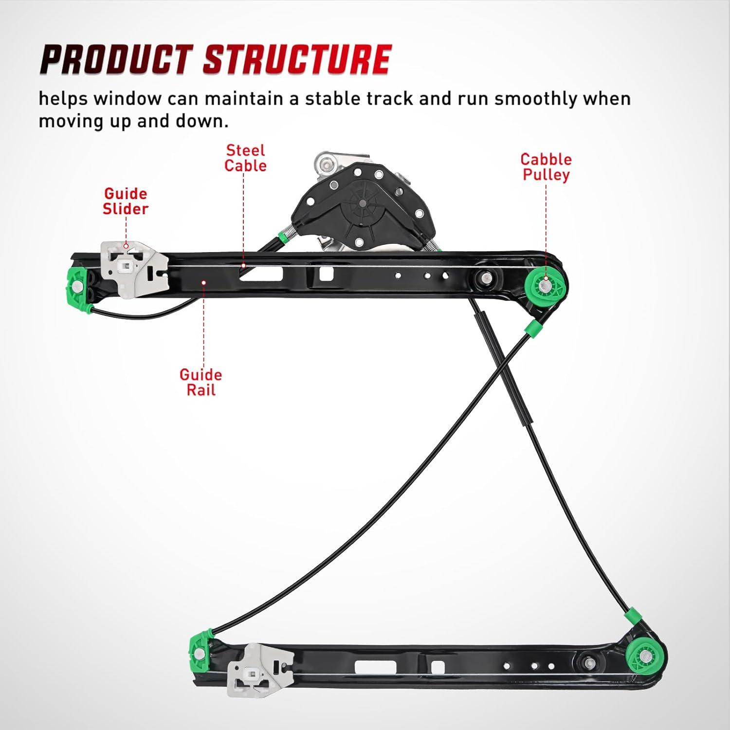 imageNilight 740485 Front Passenger Side Power Window RegulatorCompatible with BMW E46 323i 325i 325xi 328i 330i 330xi 1999 2000 2001 2002 2003 2004 2005