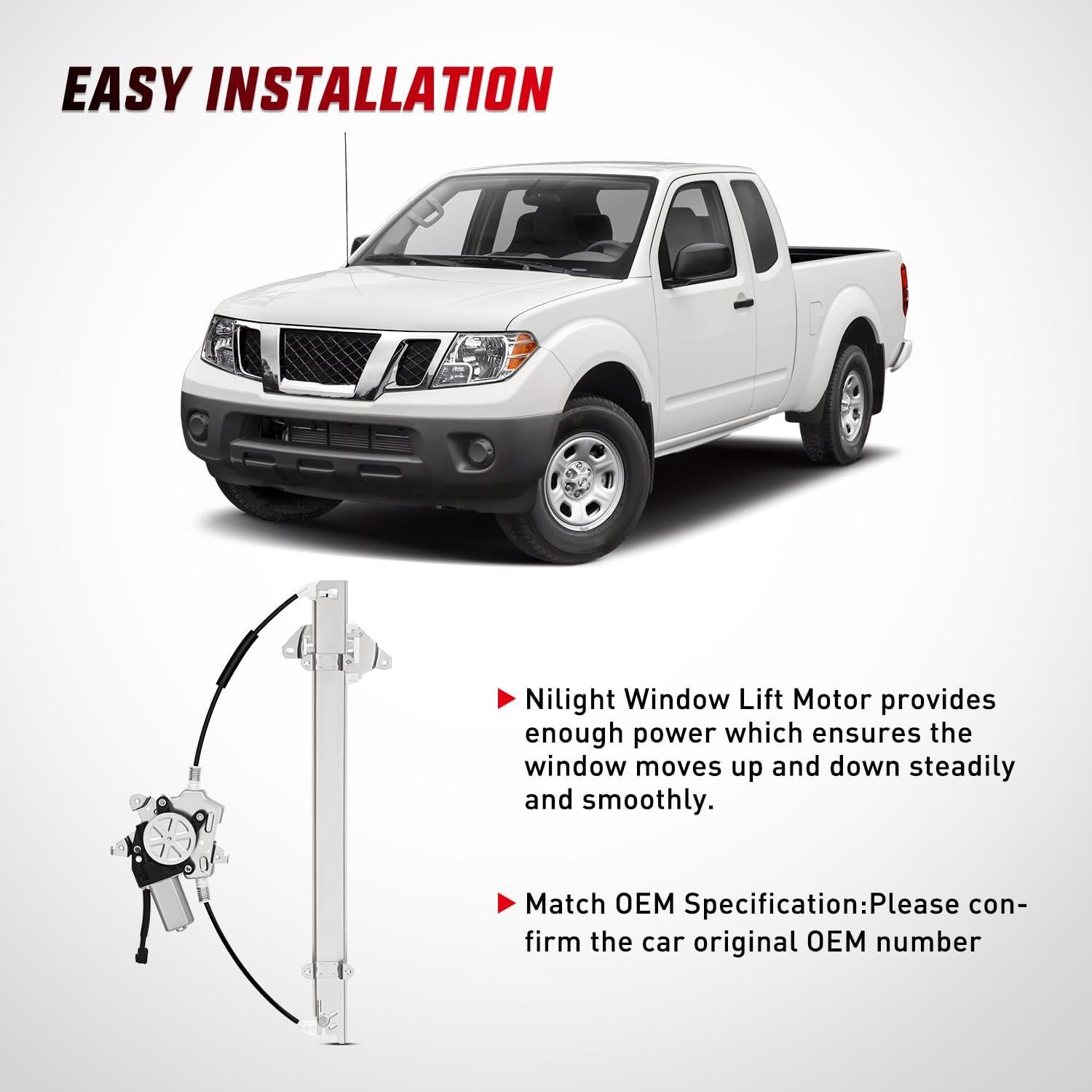 imageNilight 741348 Window RegulatorMotor Front Driver Side Compatible with Nissan Frontier 2005 2006 2007 2008 2009 2010 2011 2012 2013 2014 2015 only use Connector 2 Pins