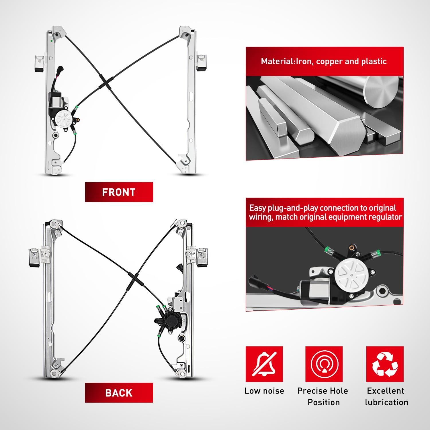 imageNilight 741442 Power Window Regulator Front Driver Side with Motor Compatible with Chevrolet Silverado 1500 20072013 Tahoe GMC Yukon Sierra 1500 2007 2008 2009 2010 2012 2013Front Driver