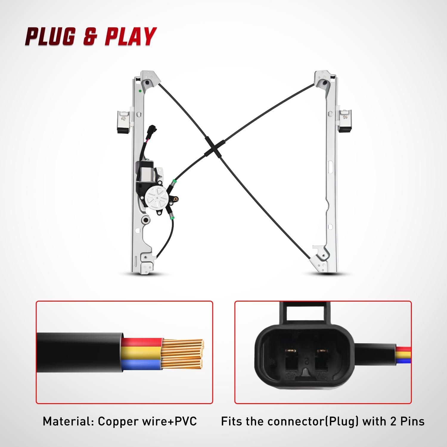 imageNilight 741442 Power Window Regulator Front Driver Side with Motor Compatible with Chevrolet Silverado 1500 20072013 Tahoe GMC Yukon Sierra 1500 2007 2008 2009 2010 2012 2013Front Driver