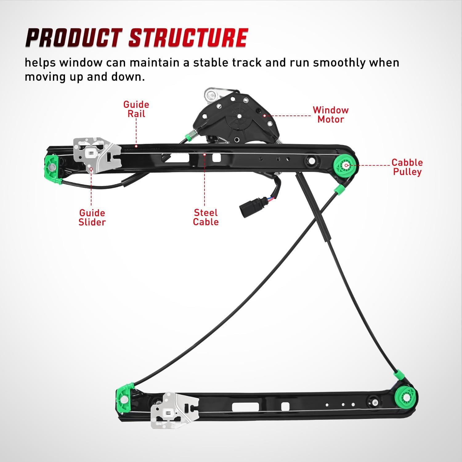 imageNilight 741484 Power Window RegulatorMotor Front Driver Side Compatible with BMW E46 325i 328i 330i 1999 2000 2001 2002 2003 2004 2005 Sedan