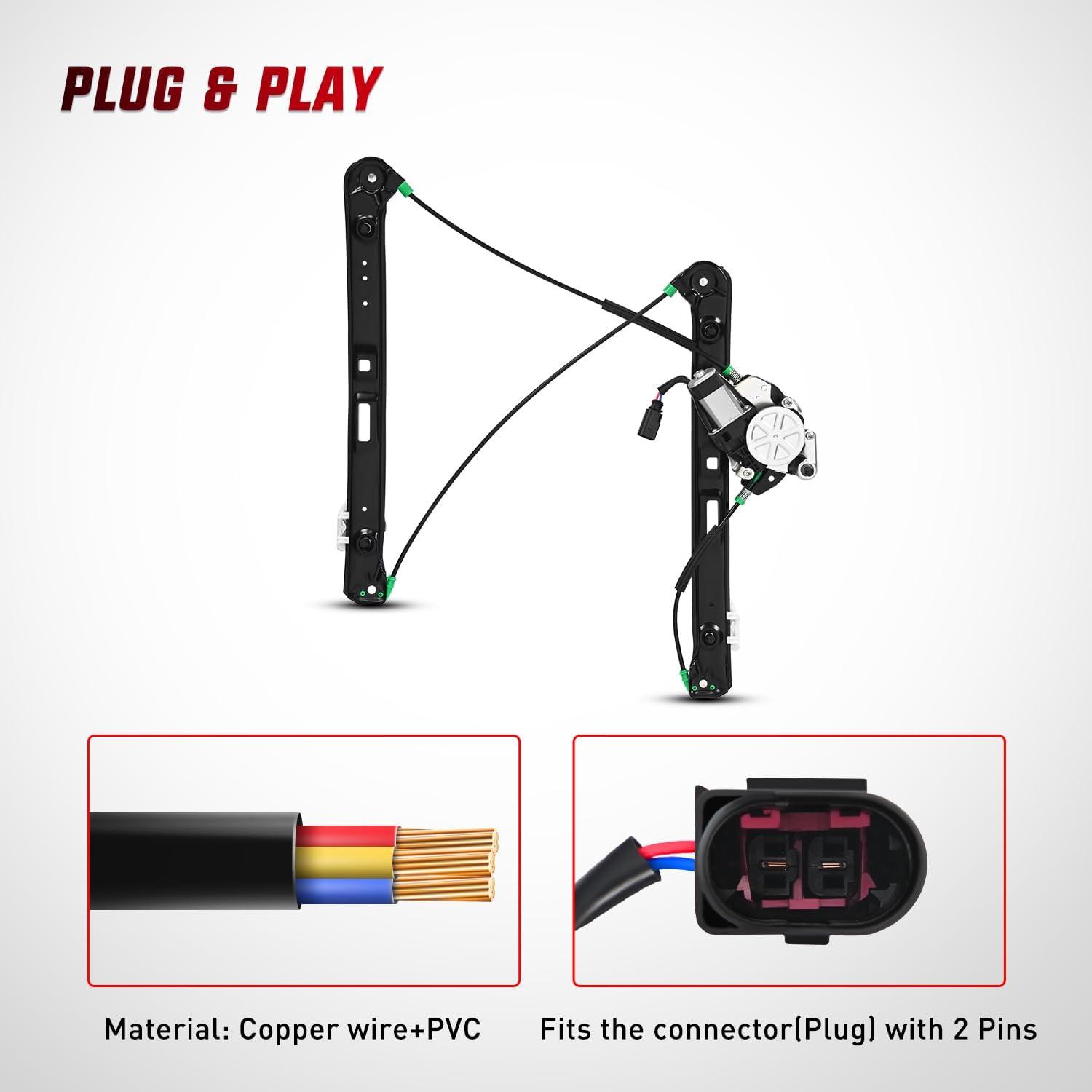imageNilight 741484 Power Window RegulatorMotor Front Driver Side Compatible with BMW E46 325i 328i 330i 1999 2000 2001 2002 2003 2004 2005 Sedan