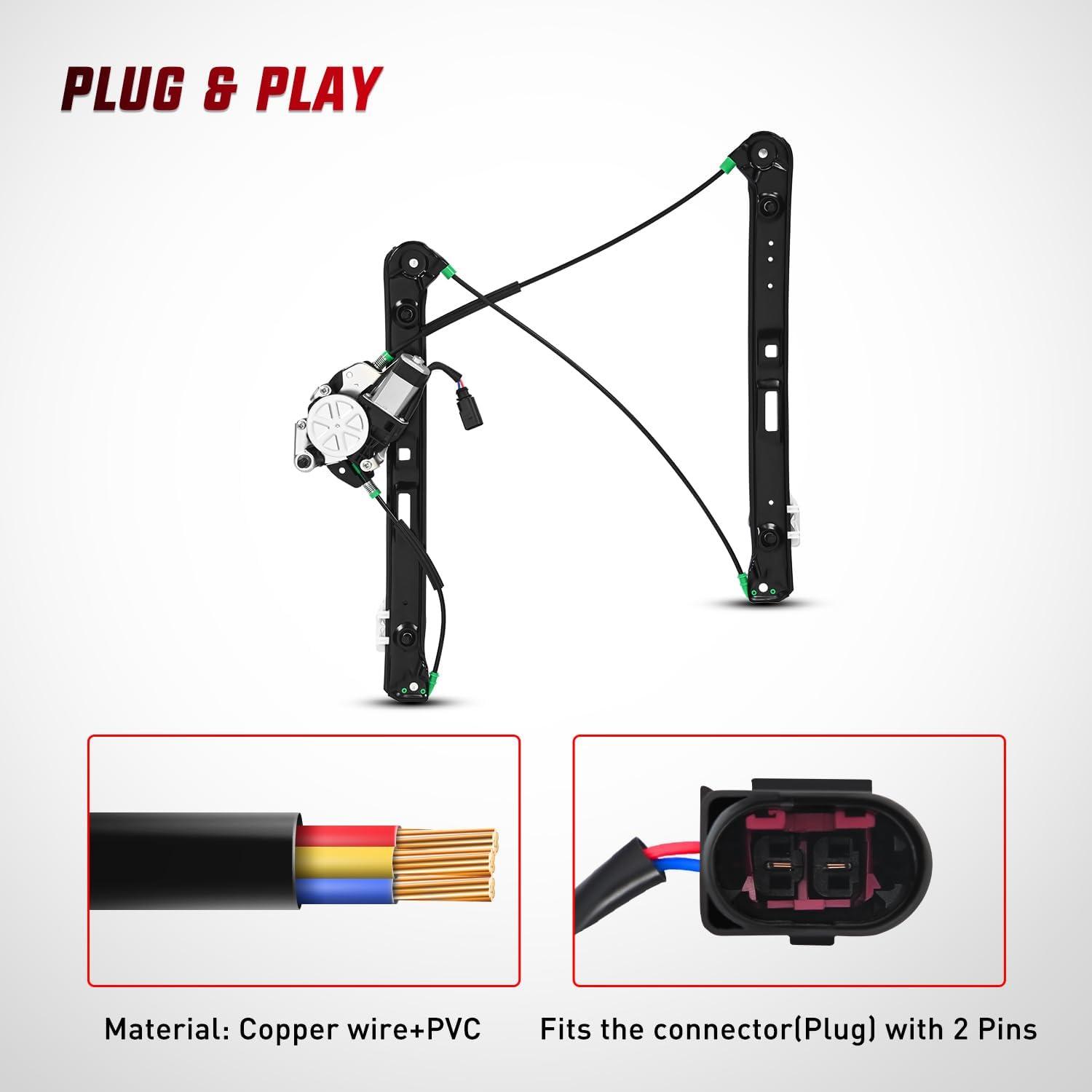imageNilight 741485 Power Window RegulatorMotor Front Passenger Side Compatible with BMW E46 325i 328i 330i 1999 2000 2001 2002 2003 2004 2005 Sedan