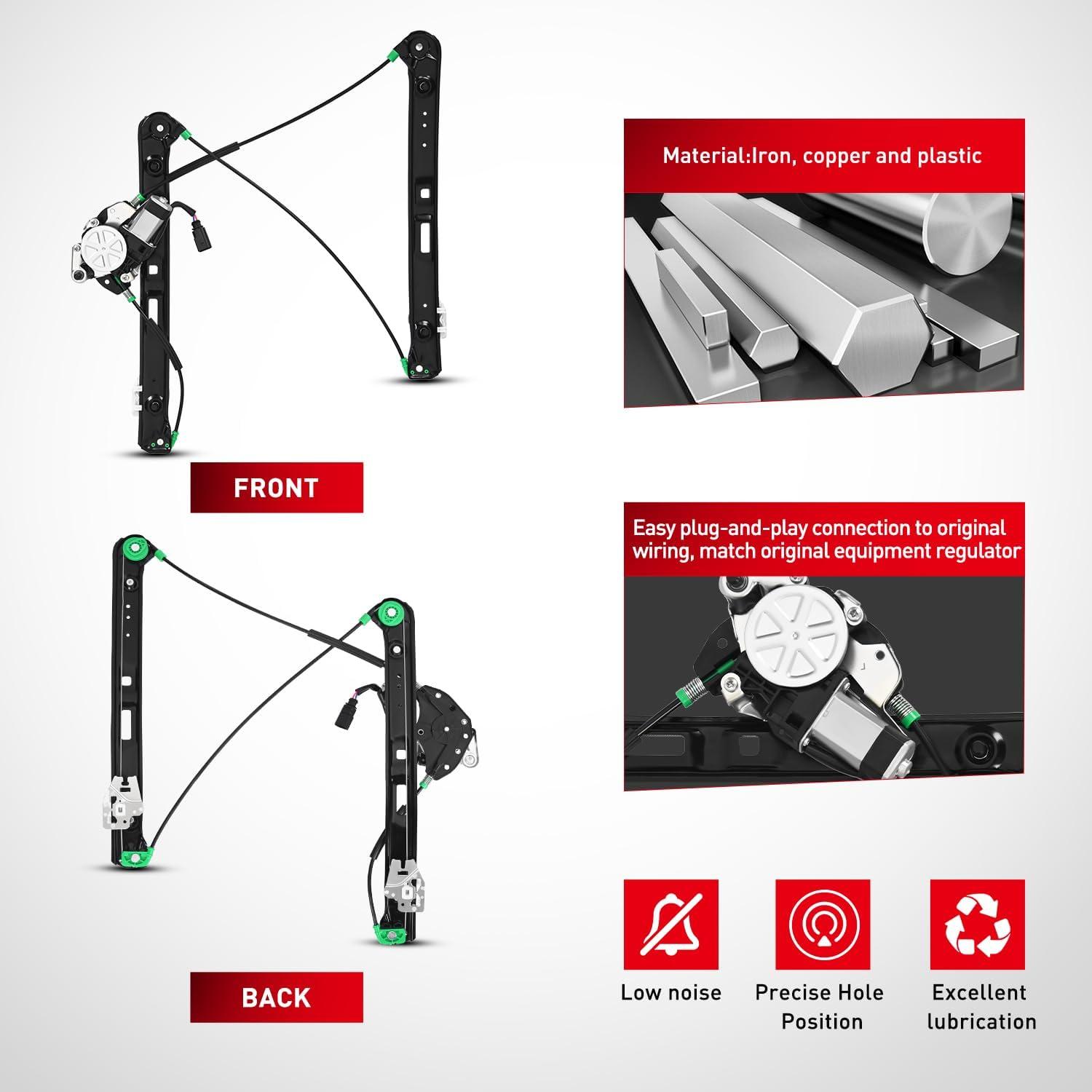 imageNilight 741485 Power Window RegulatorMotor Front Passenger Side Compatible with BMW E46 325i 328i 330i 1999 2000 2001 2002 2003 2004 2005 Sedan