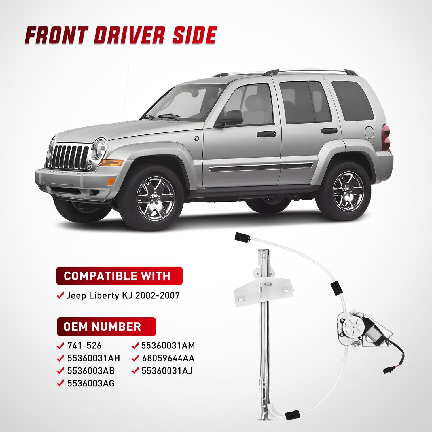 imageNilight 741527 Power Window RegulatorMotor Front Passenger Side Compatible with Jeep Liberty KJ 2002 2003 2004 2005 2006Front Right SideFront Driver