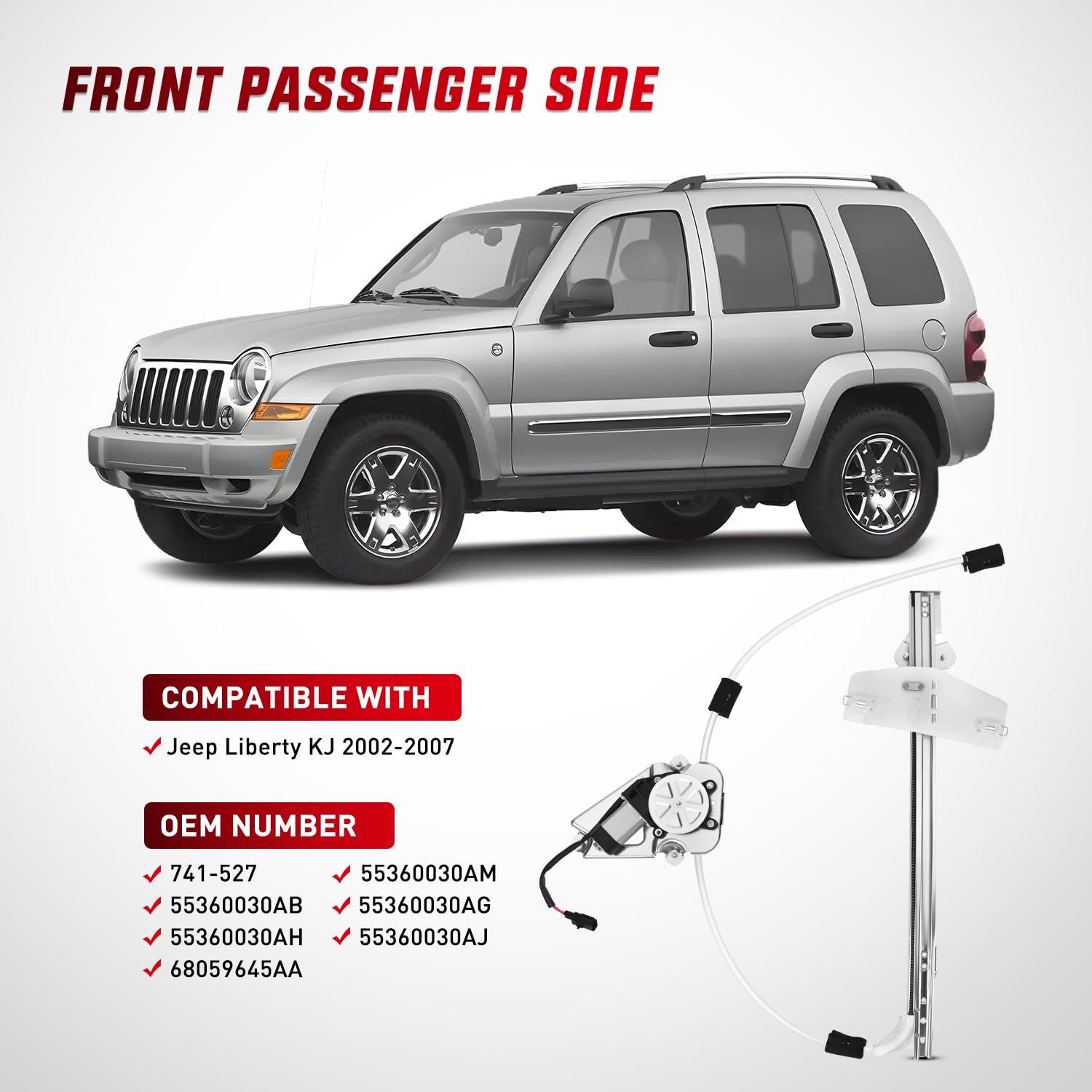imageNilight 741527 Power Window RegulatorMotor Front Passenger Side Compatible with Jeep Liberty KJ 2002 2003 2004 2005 2006Front Right SideFront Passenger
