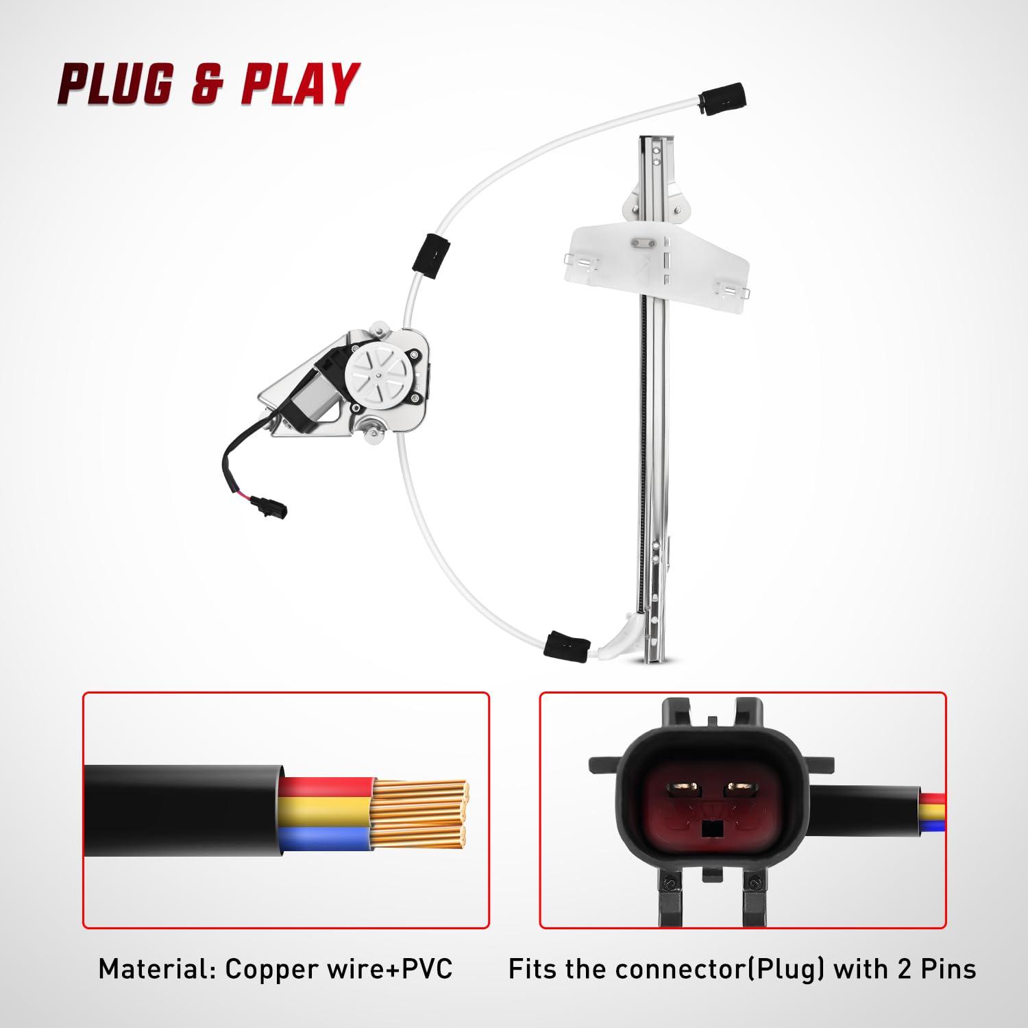 imageNilight 741527 Power Window RegulatorMotor Front Passenger Side Compatible with Jeep Liberty KJ 2002 2003 2004 2005 2006Front Right SideFront Passenger