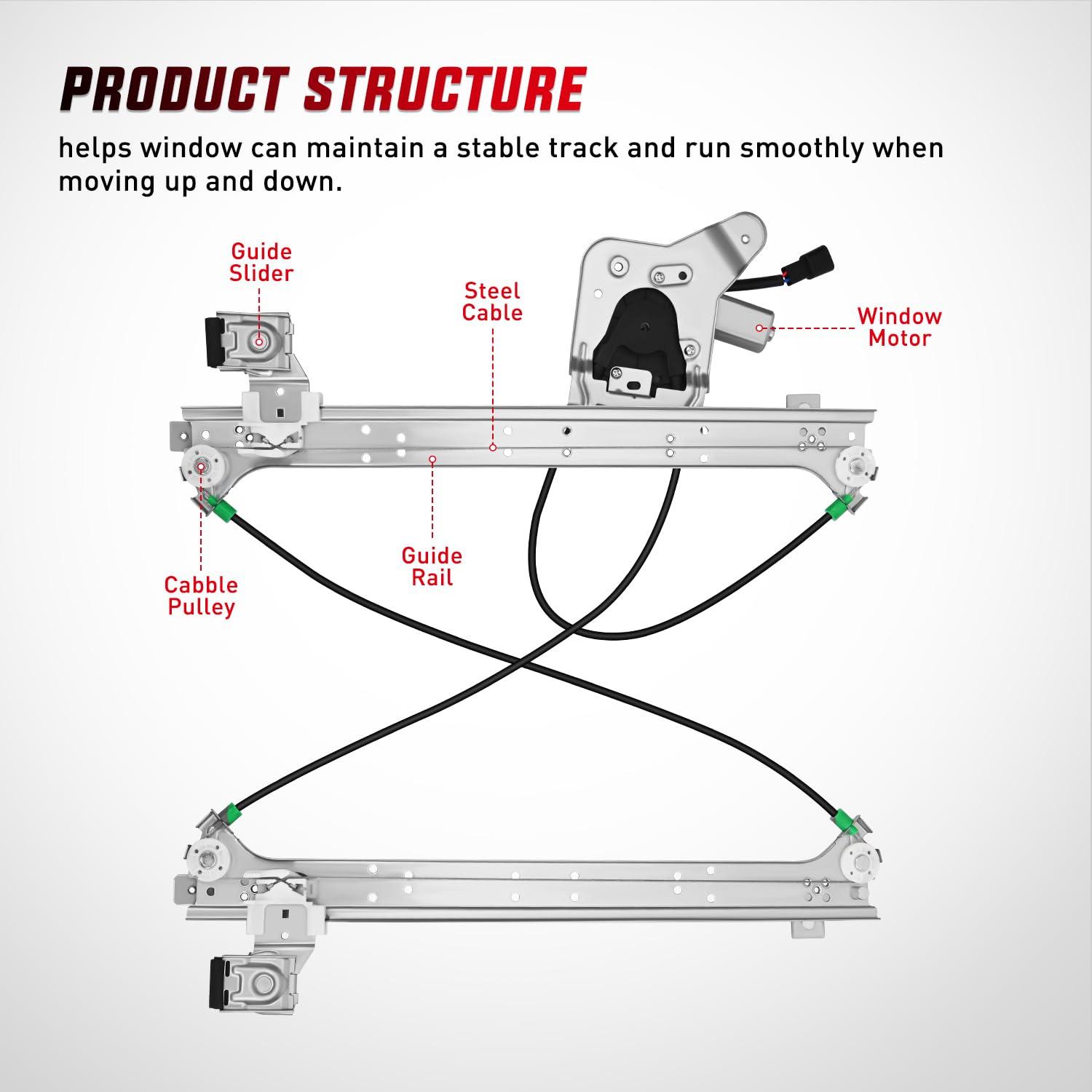 imageNilight 741578 Window Regulator and Motor Rear Driver SideCompatible with Cadillac EscaladeChevy AvalancheSilveradoGMC Sierra Yukon 1500 2500 3500 2000 2001 2002 2003 2004 2005 2006 2007Rear Passenger