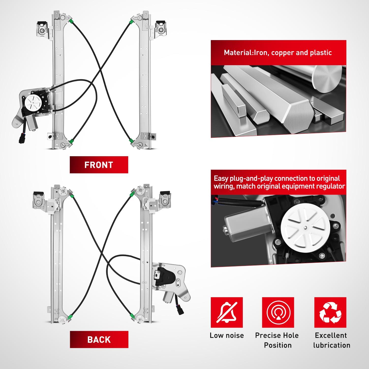 imageNilight 741578 Window Regulator and Motor Rear Driver SideCompatible with Cadillac EscaladeChevy AvalancheSilveradoGMC Sierra Yukon 1500 2500 3500 2000 2001 2002 2003 2004 2005 2006 2007Rear Passenger