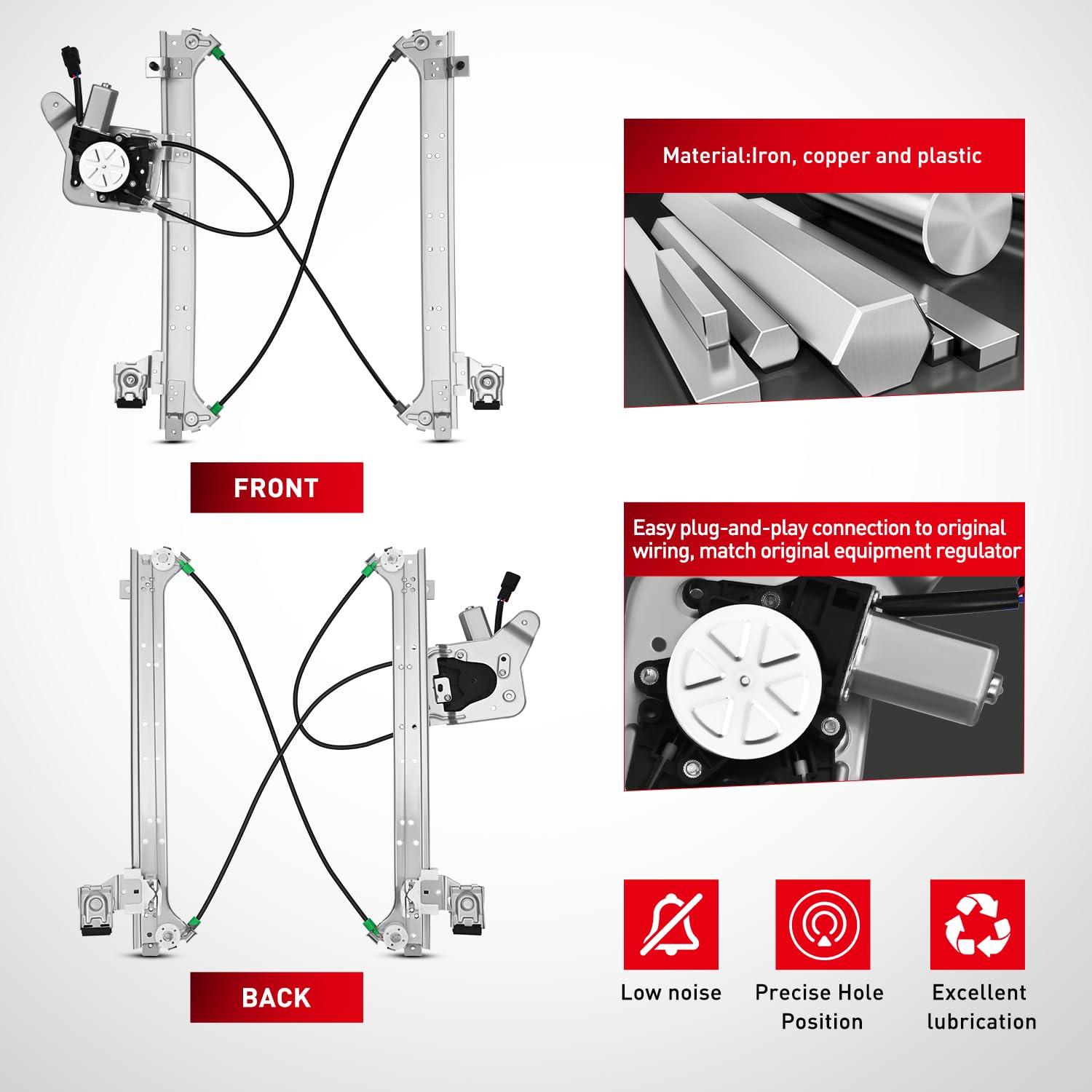 imageNilight 741578 Window Regulator and Motor Rear Driver SideCompatible with Cadillac EscaladeChevy AvalancheSilveradoGMC Sierra Yukon 1500 2500 3500 2000 2001 2002 2003 2004 2005 2006 2007Rear Driver