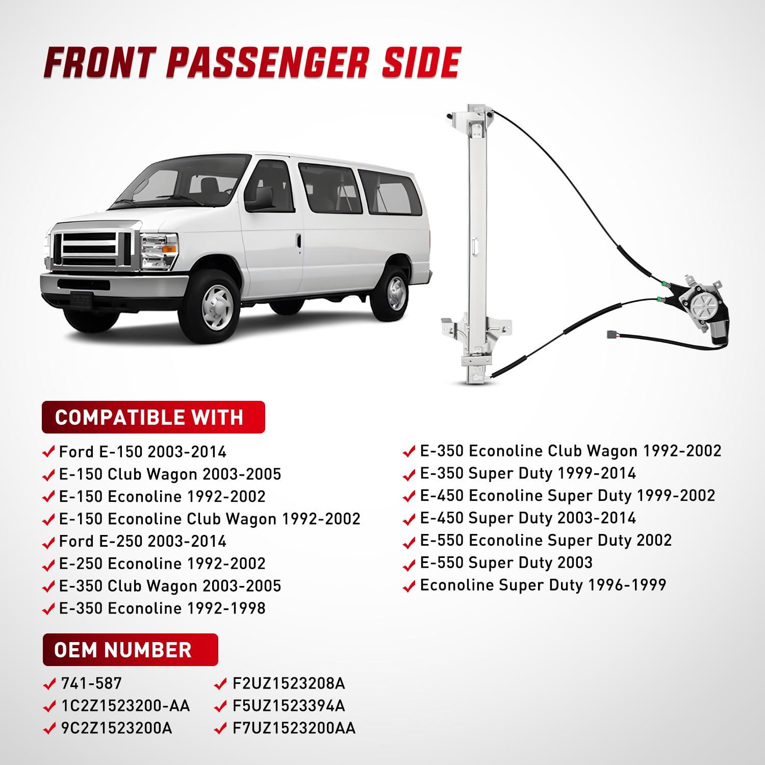 imageNilight 741586 Window RegulatorMotor Front Driver Side Compatible with 20032014 Ford E150 E250 Econoline E350 E450 E550 Super Duty 2004 2005 2006 2007 2008 2009 2010 2011 2012 2013 2014Front Passenger
