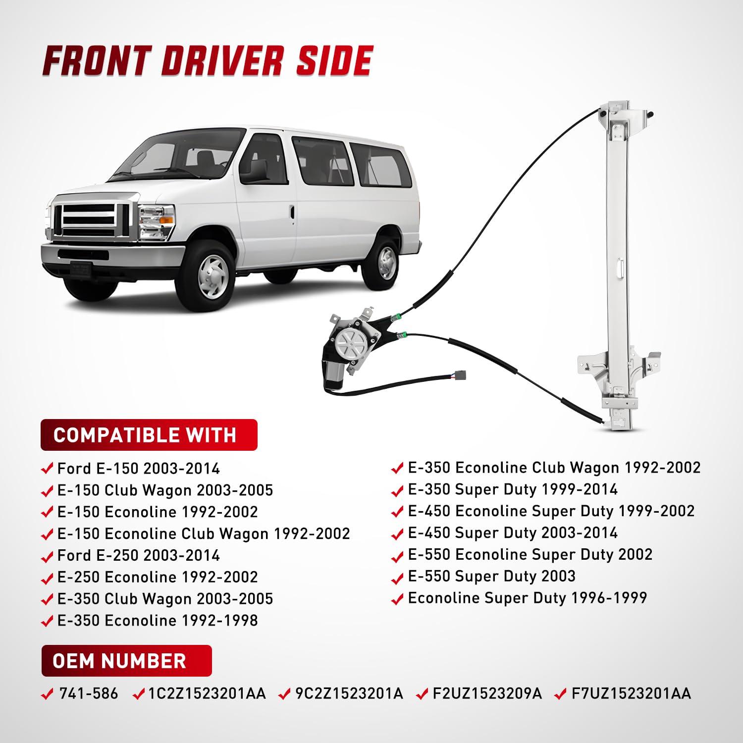 imageNilight 741586 Window RegulatorMotor Front Driver Side Compatible with 20032014 Ford E150 E250 Econoline E350 E450 E550 Super Duty 2004 2005 2006 2007 2008 2009 2010 2011 2012 2013 2014Front Driver