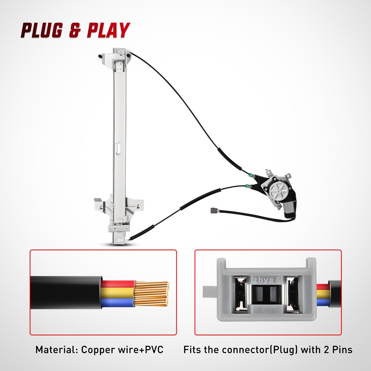 imageNilight 741586 Window RegulatorMotor Front Driver Side Compatible with 20032014 Ford E150 E250 Econoline E350 E450 E550 Super Duty 2004 2005 2006 2007 2008 2009 2010 2011 2012 2013 2014Front Passenger