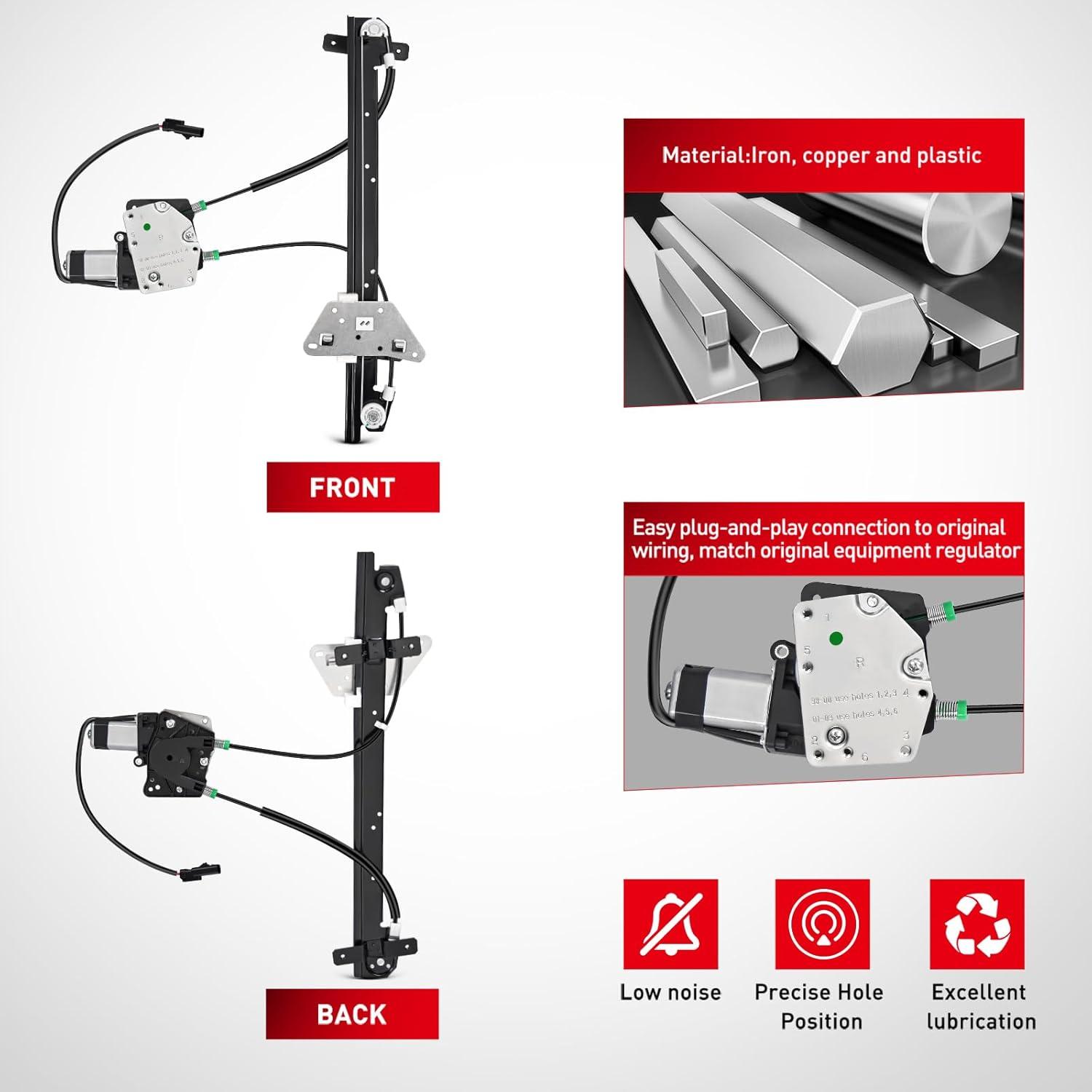 imageNilight 741648 Power Window Regulator and Motor Front Passenger Side Compatible with Dodge Dakota 2000 2001 2002 2003 2004Dodge Durango 1998 1999 2000 2001 2002 2003Front Left Side