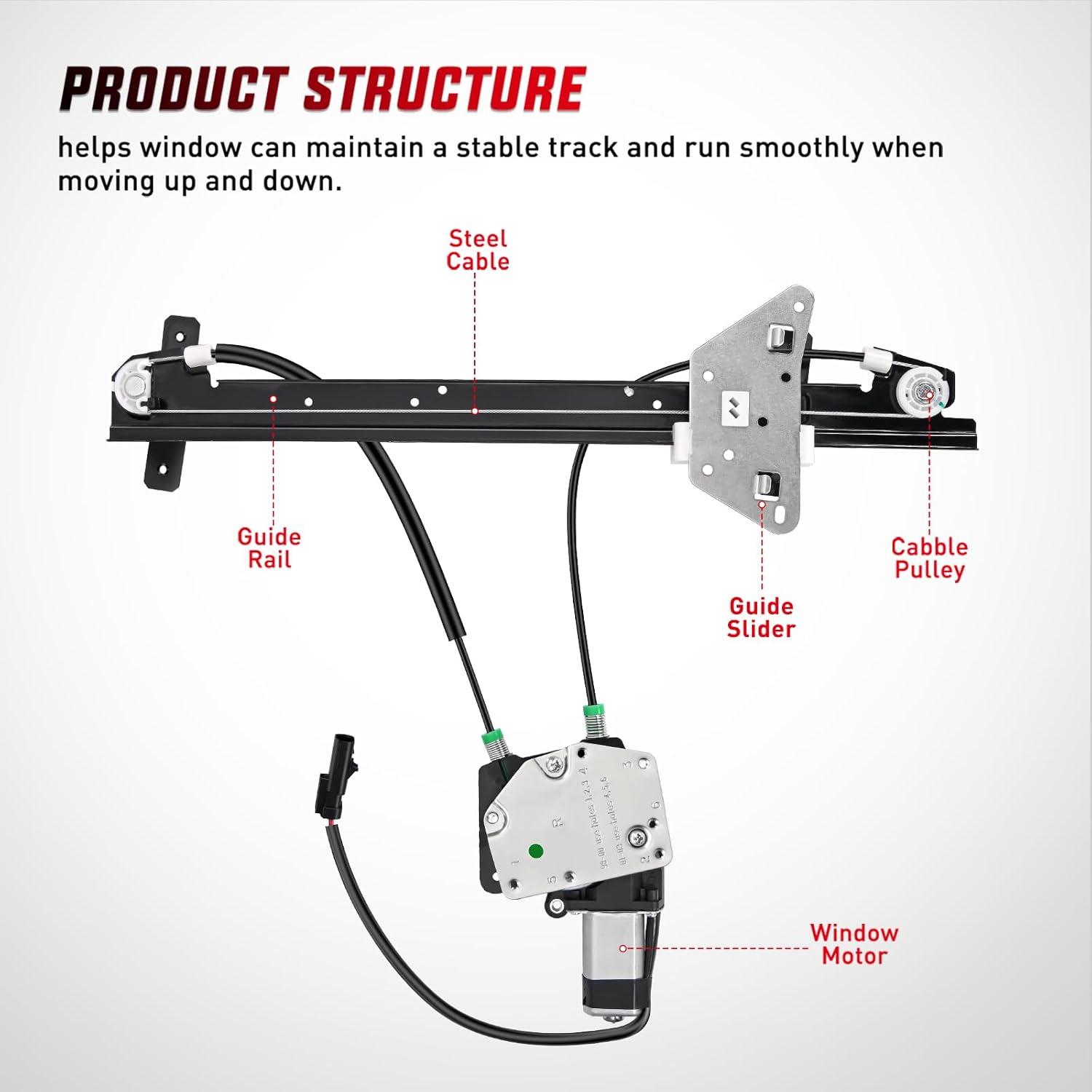 imageNilight 741648 Power Window Regulator and Motor Front Passenger Side Compatible with Dodge Dakota 2000 2001 2002 2003 2004Dodge Durango 1998 1999 2000 2001 2002 2003Front Left Side