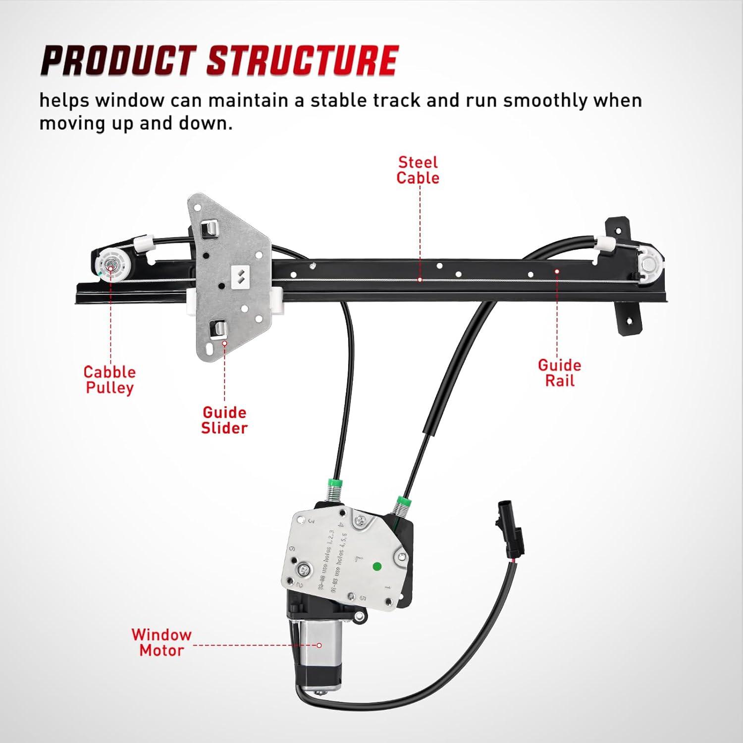 imageNilight 741649 Power Window Regulator and Motor Front Driver Side Compatible with Dodge Dakota 2000 2001 2002 2003 2004Dodge Durango 1998 1999 2000 2001 2002 2003Front Left Side