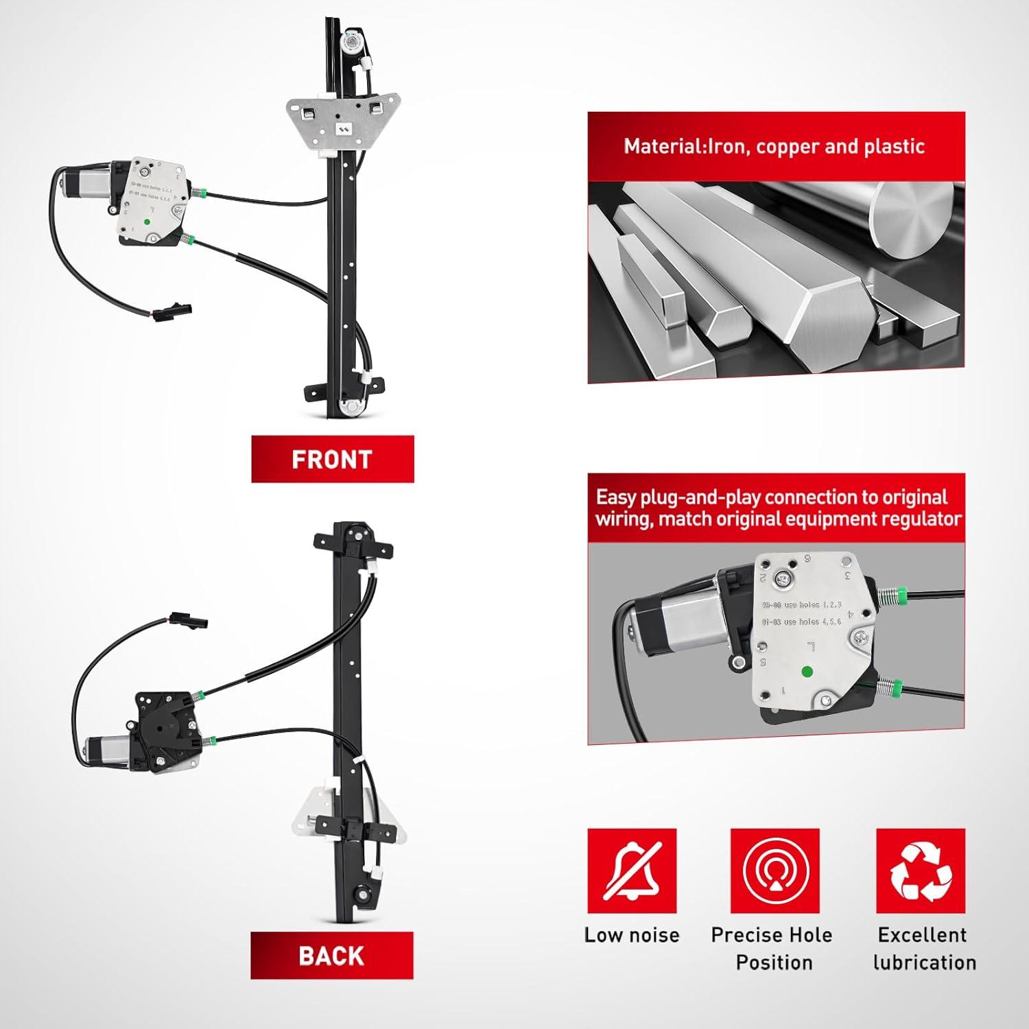 imageNilight 741649 Power Window Regulator and Motor Front Driver Side Compatible with Dodge Dakota 2000 2001 2002 2003 2004Dodge Durango 1998 1999 2000 2001 2002 2003Front Left Side