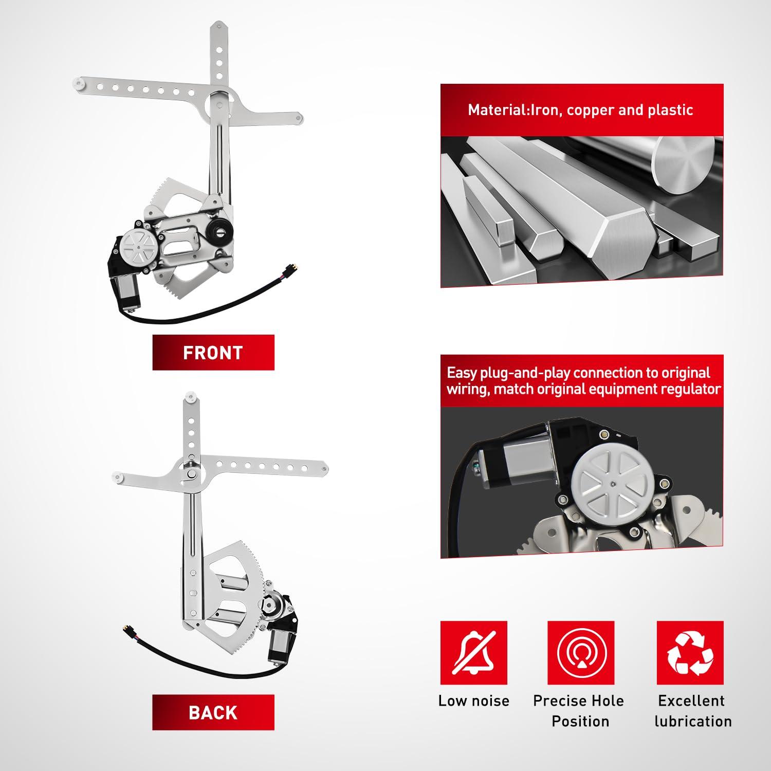 imageNilight 741655 Window RegulatorMotor Front Driver Side Compatible with 19882002 Chevrolet Blazer C1500 C2500 C3500 K1500 K2500 K3500 Tahoe GMC Yukon 1996 1997 1998 1999 2000 2001 2002Front Driver