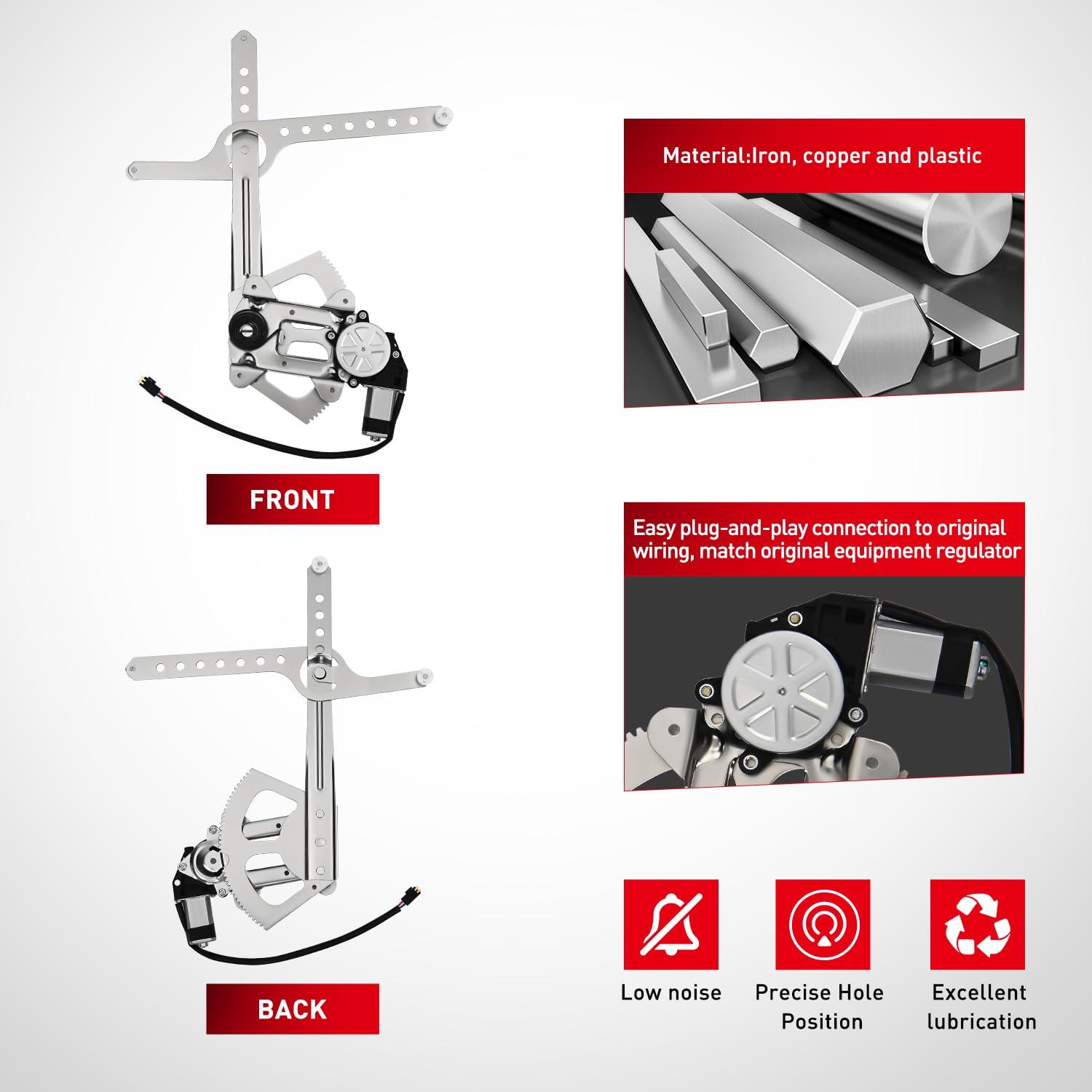 imageNilight 741655 Window RegulatorMotor Front Driver Side Compatible with 19882002 Chevrolet Blazer C1500 C2500 C3500 K1500 K2500 K3500 Tahoe GMC Yukon 1996 1997 1998 1999 2000 2001 2002Front Passenger