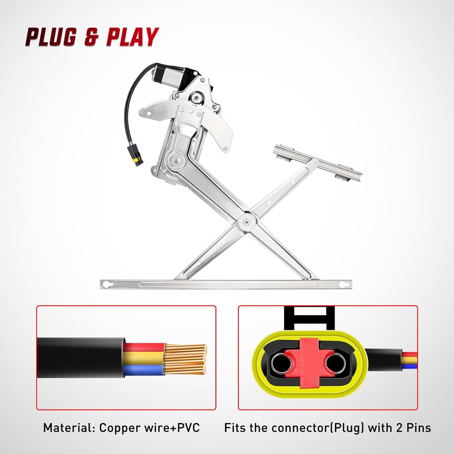 imageNilight 741752 Power Window Regulator and Motor Front Passenger Side Compatible with Dodge Ram 1500 1994 1995 1996 1997 1998 1999 2000 2001Ram 2500 3500 19942002Front Right Side