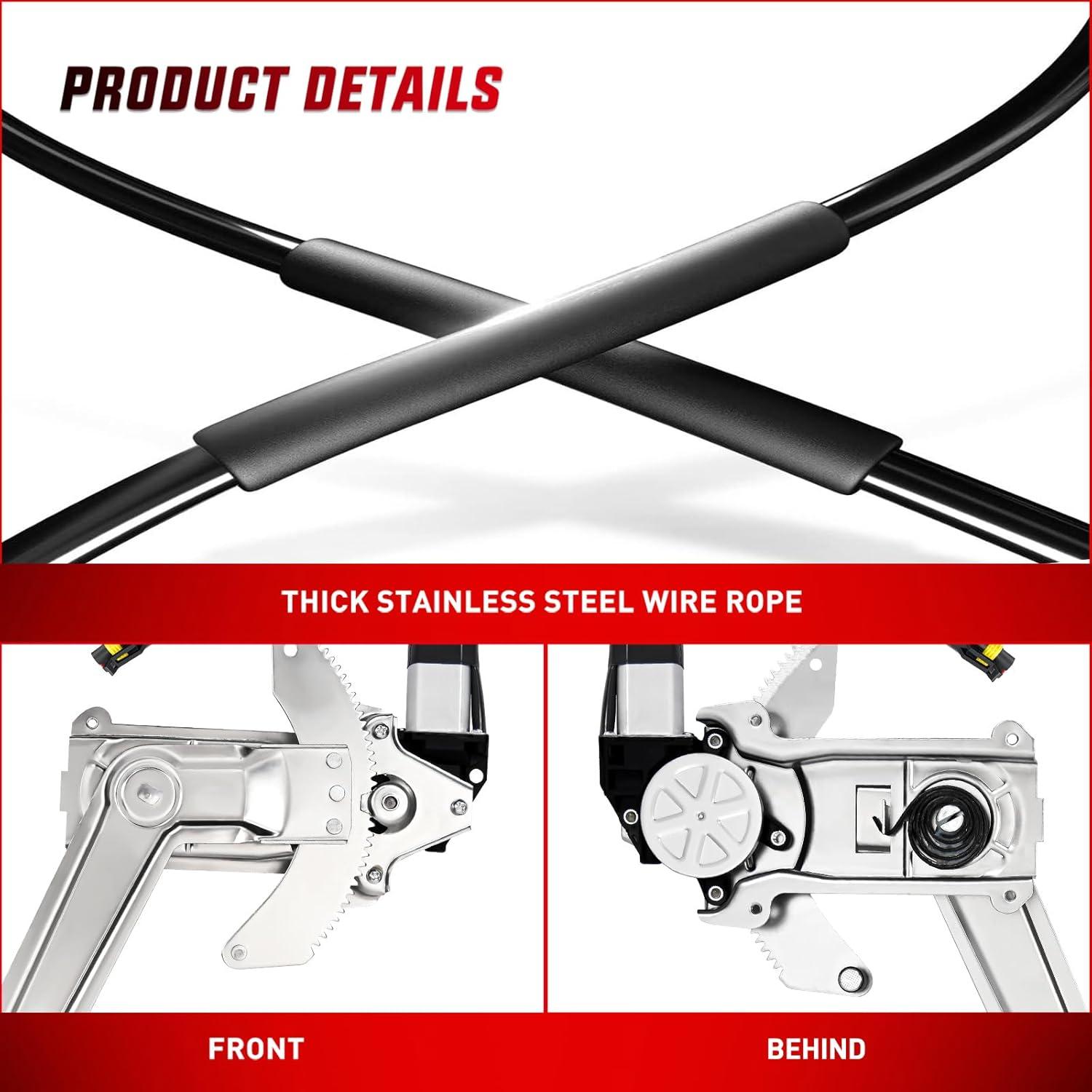 imageNilight 741752 Power Window Regulator and Motor Front Passenger Side Compatible with Dodge Ram 1500 1994 1995 1996 1997 1998 1999 2000 2001Ram 2500 3500 19942002Front Right Side