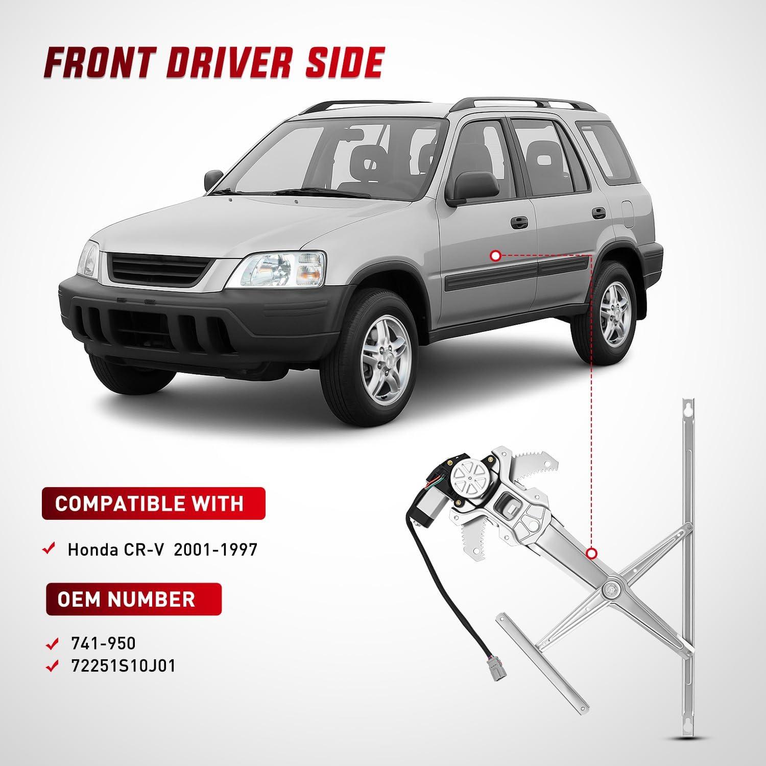 imageNilight 741950 Front Left Window Regulator with Motor Compatible with 1997 1998 1999 2000 2001 Honda CRV Power Window Lift Motor Assembly Driver Side OE Replacement
