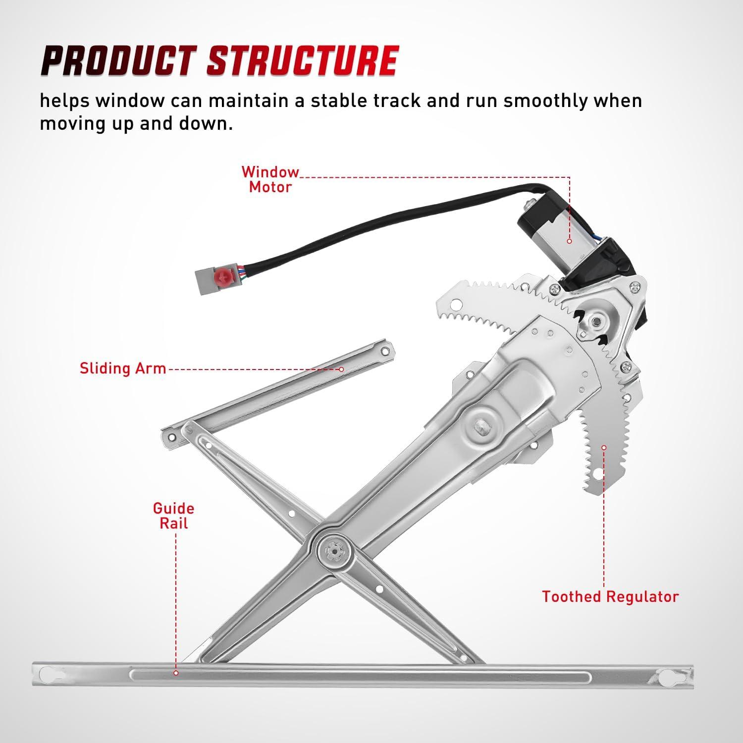 imageNilight 741950 Front Left Window Regulator with Motor Compatible with 1997 1998 1999 2000 2001 Honda CRV Power Window Lift Motor Assembly Driver Side OE Replacement