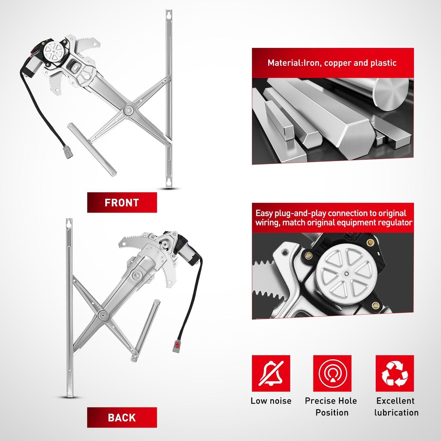imageNilight 741950 Front Left Window Regulator with Motor Compatible with 1997 1998 1999 2000 2001 Honda CRV Power Window Lift Motor Assembly Driver Side OE Replacement