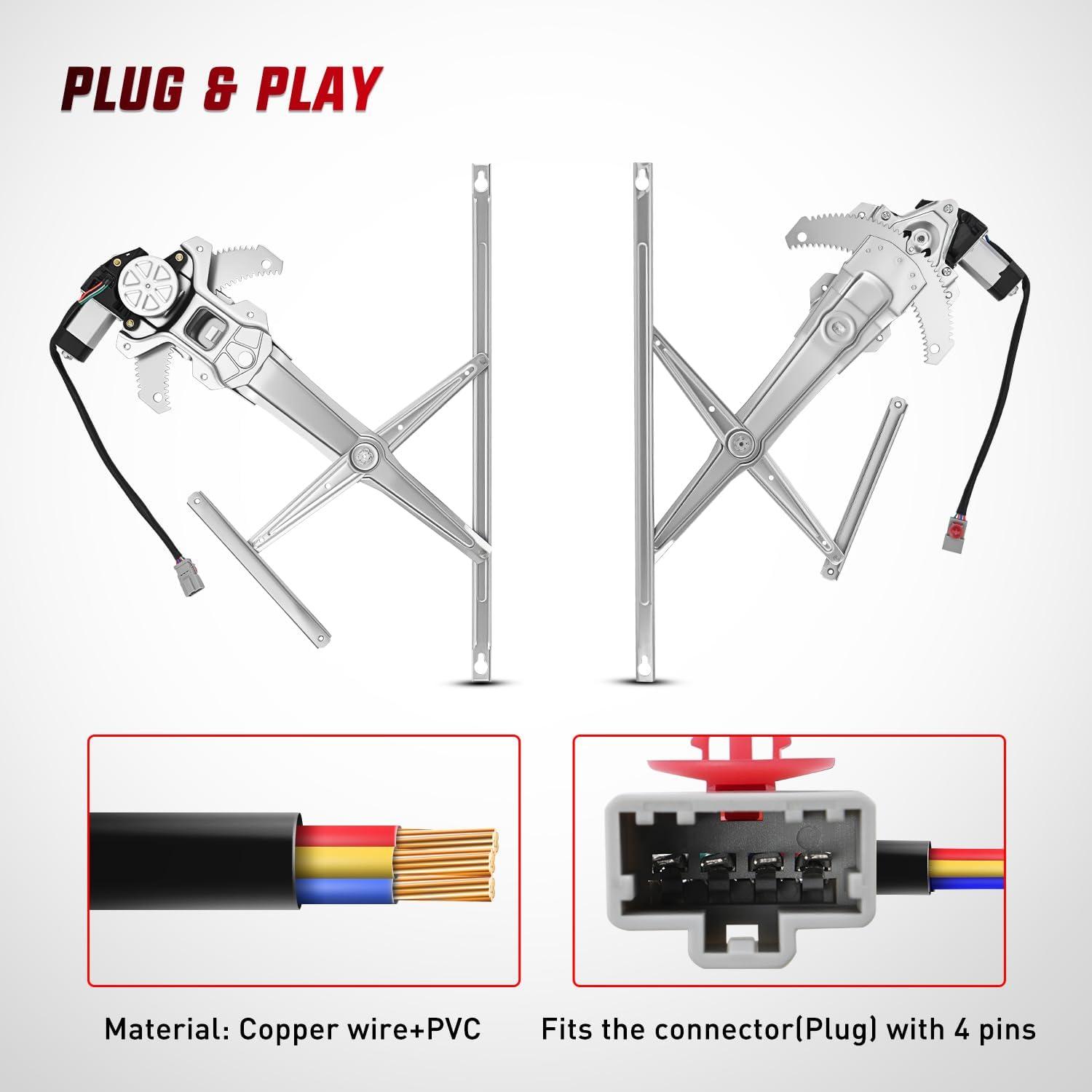 imageNilight 741950 Front Left Window Regulator with Motor Compatible with 1997 1998 1999 2000 2001 Honda CRV Power Window Lift Motor Assembly Driver Side OE Replacement