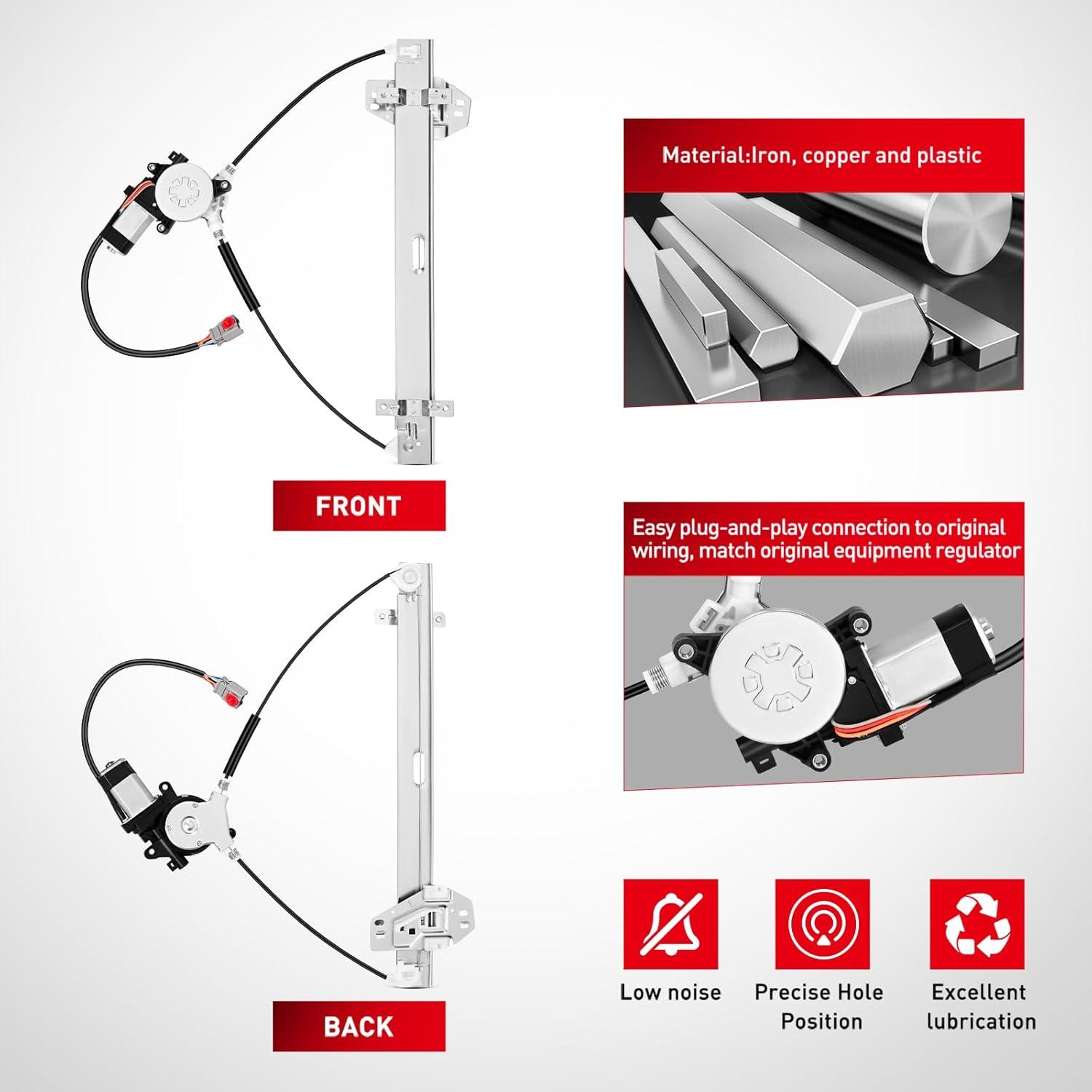 imageNilight 748131 Power Window Regulator and Motor Front Driver Side Compatible with Honda Element 2003 2004 2005 2006 2007 2008 2009 2010 2011Front Left Side