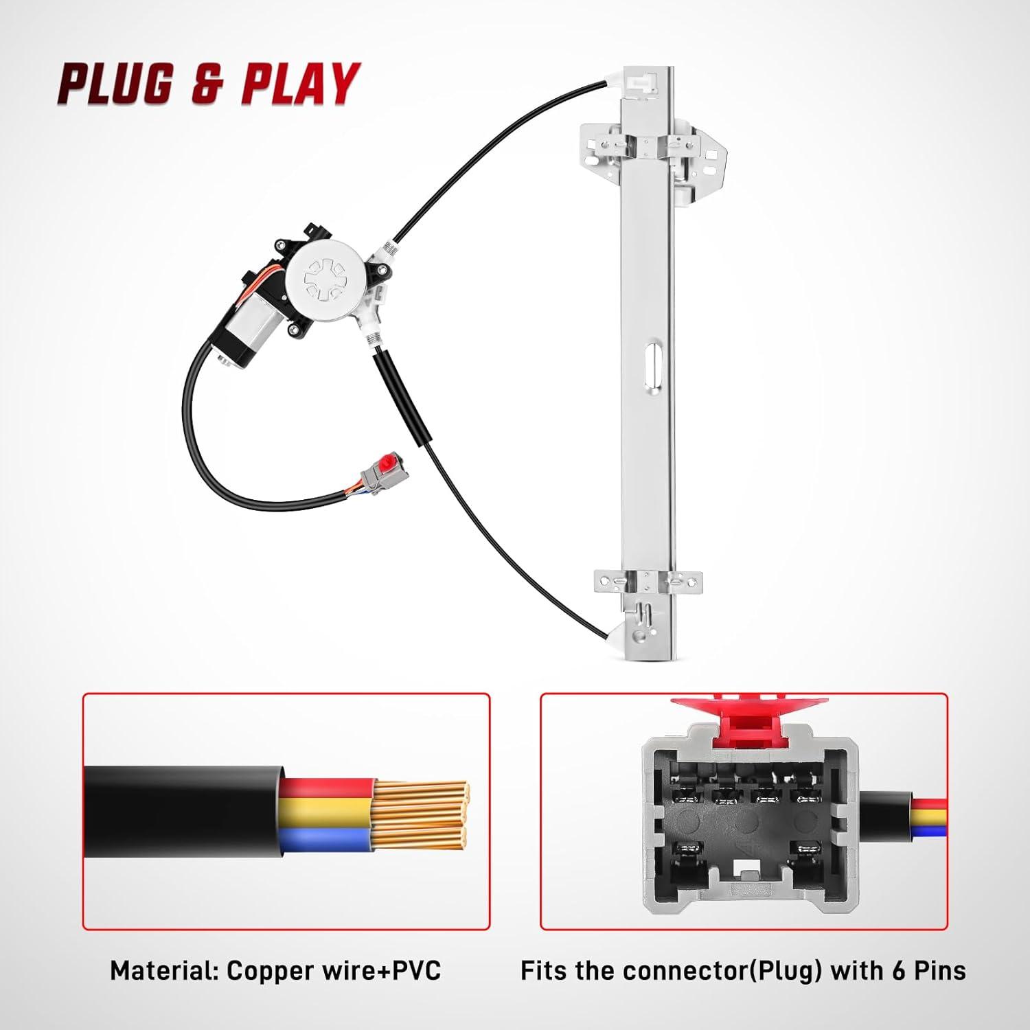 imageNilight 748131 Power Window Regulator and Motor Front Driver Side Compatible with Honda Element 2003 2004 2005 2006 2007 2008 2009 2010 2011Front Left Side