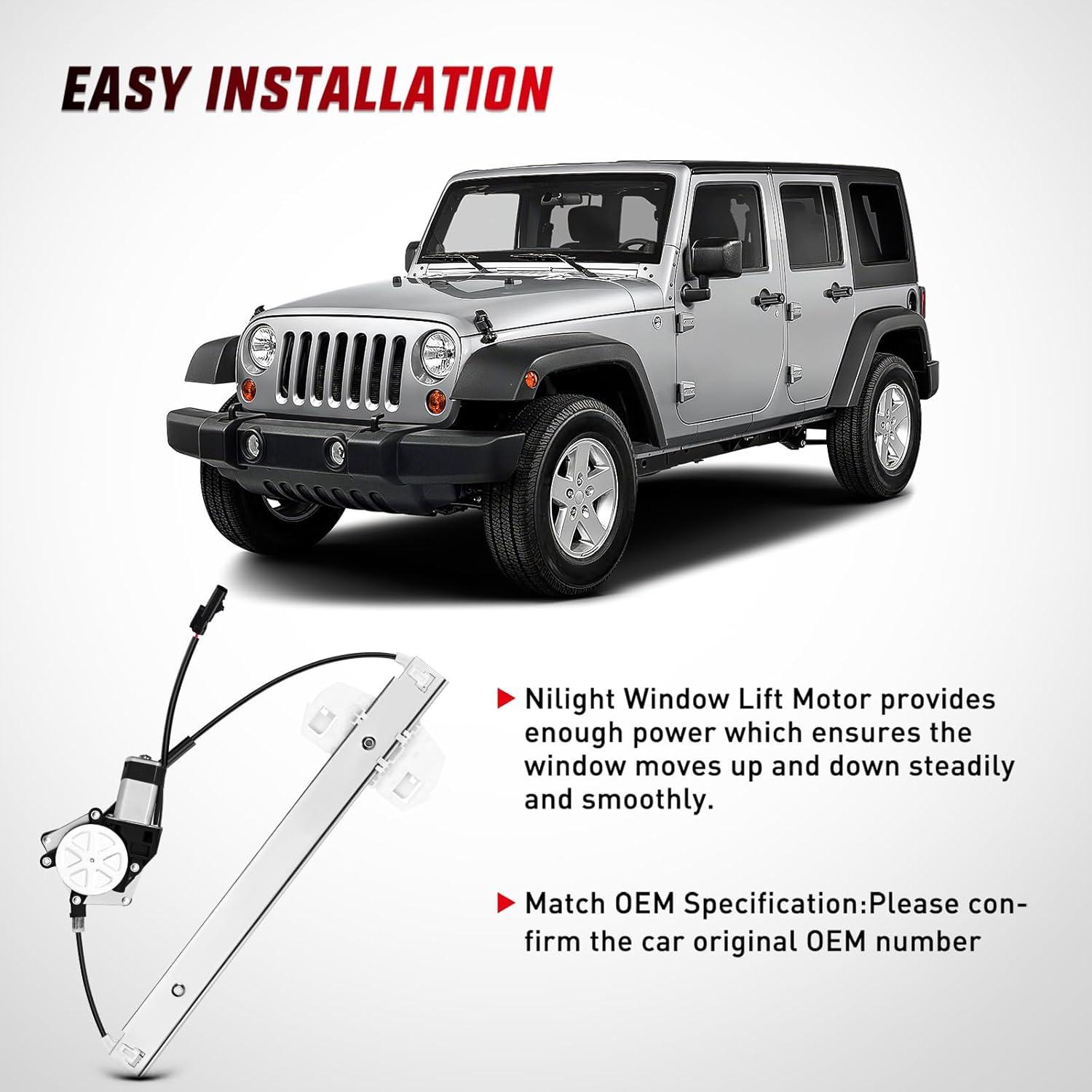 imageNilight 748912 Window Regulator and Motor Front Driver Side Compatible with Jeep Wrangler 20072017 Sport UtilityWrangler JK 2018 Sport Utility 2010 2011 2012 2013 2014 2015 2016 2017Front Driver