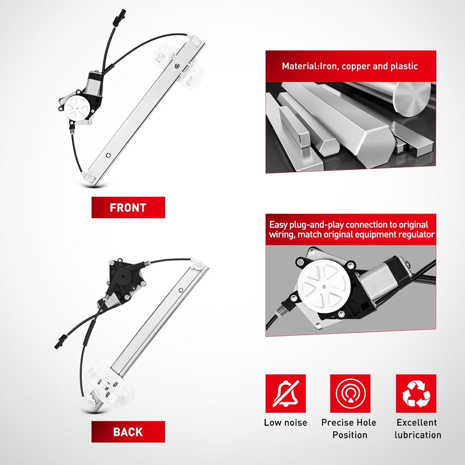 imageNilight 748912 Window Regulator and Motor Front Driver Side Compatible with Jeep Wrangler 20072017 Sport UtilityWrangler JK 2018 Sport Utility 2010 2011 2012 2013 2014 2015 2016 2017Front Driver
