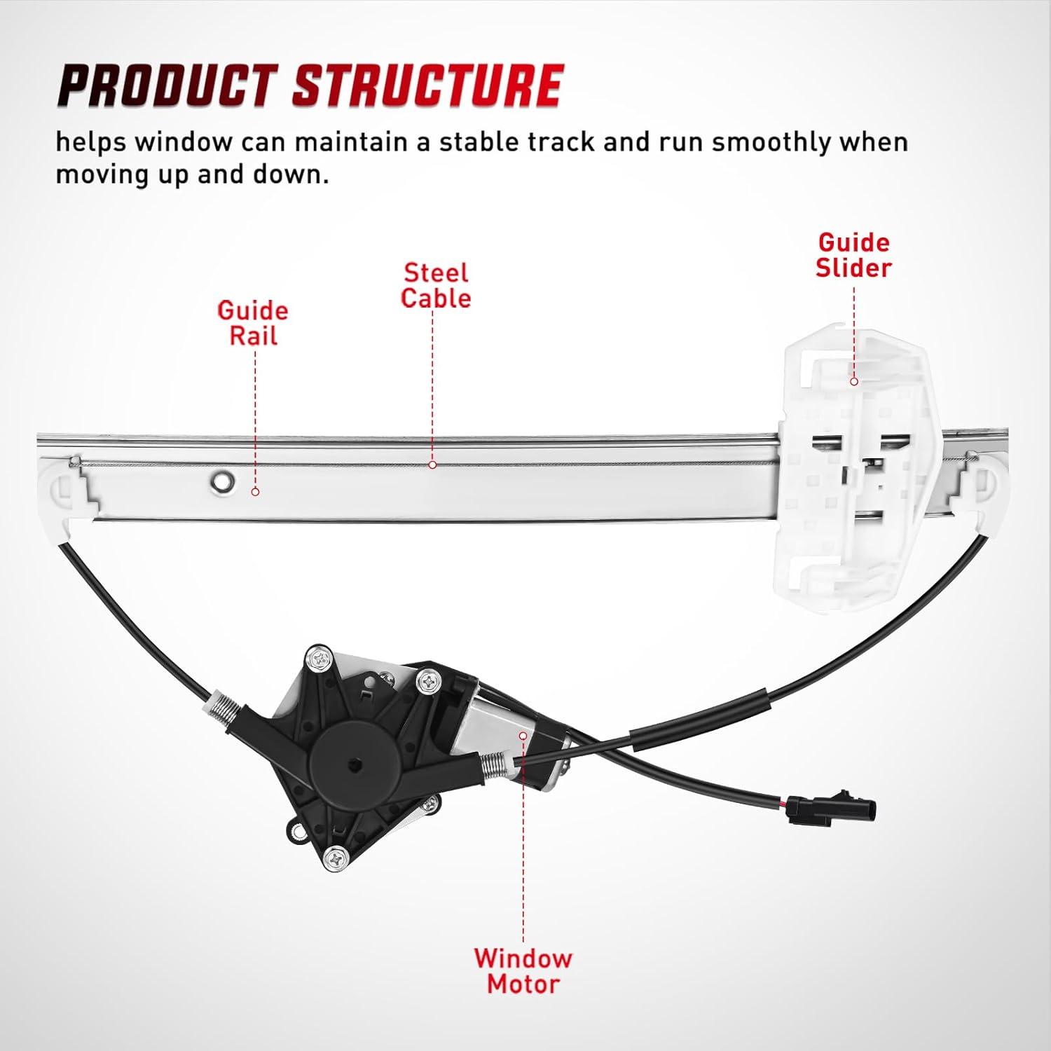 imageNilight 748912 Window Regulator and Motor Front Driver Side Compatible with Jeep Wrangler 20072017 Sport UtilityWrangler JK 2018 Sport Utility 2010 2011 2012 2013 2014 2015 2016 2017Front Driver