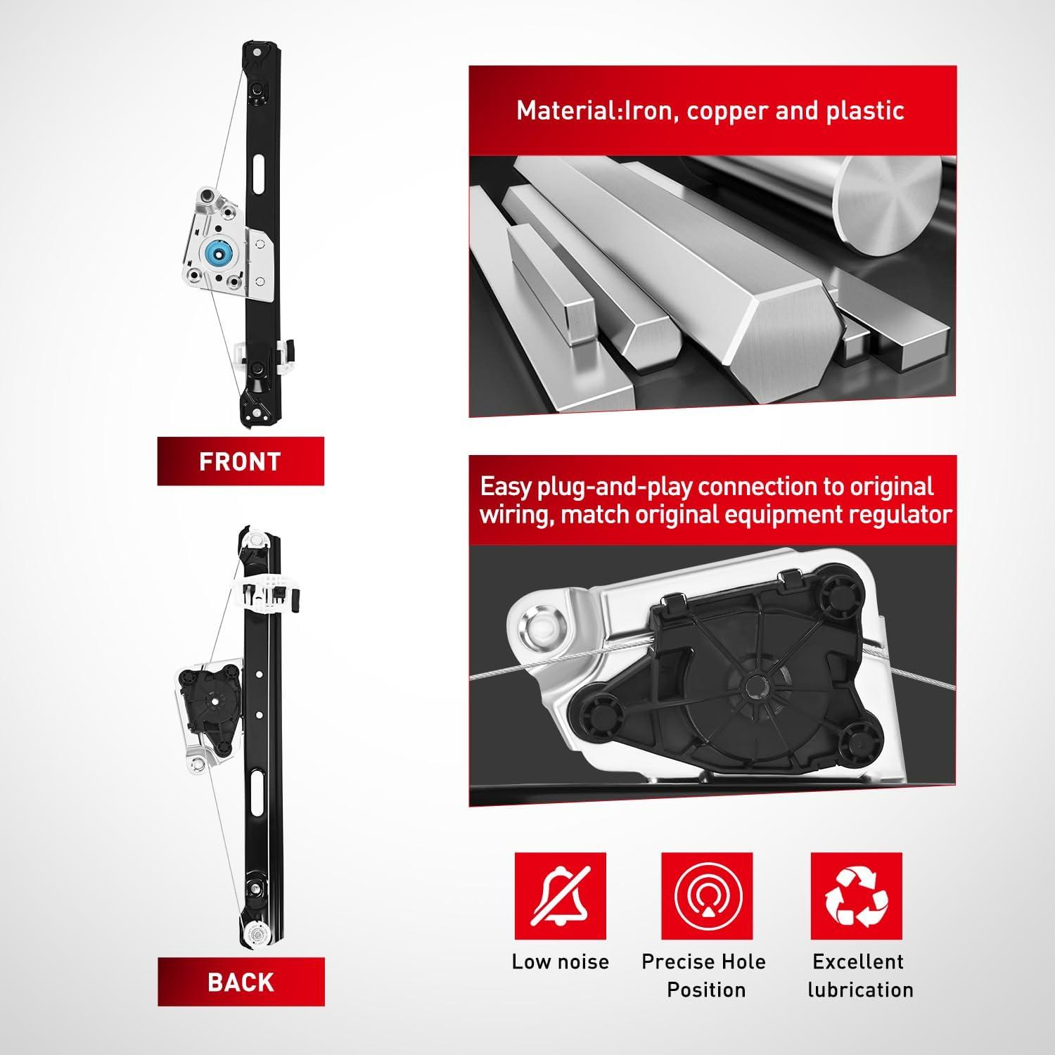 imageNilight 749469 Rear Passenger Side Power Window RegulatorCompatible with BMW E90 E91 323i 325i 325xi 328i 328i xDrive 330i 330xi 335i 335xi M3 2006 2007 2008 2009 2010 2011