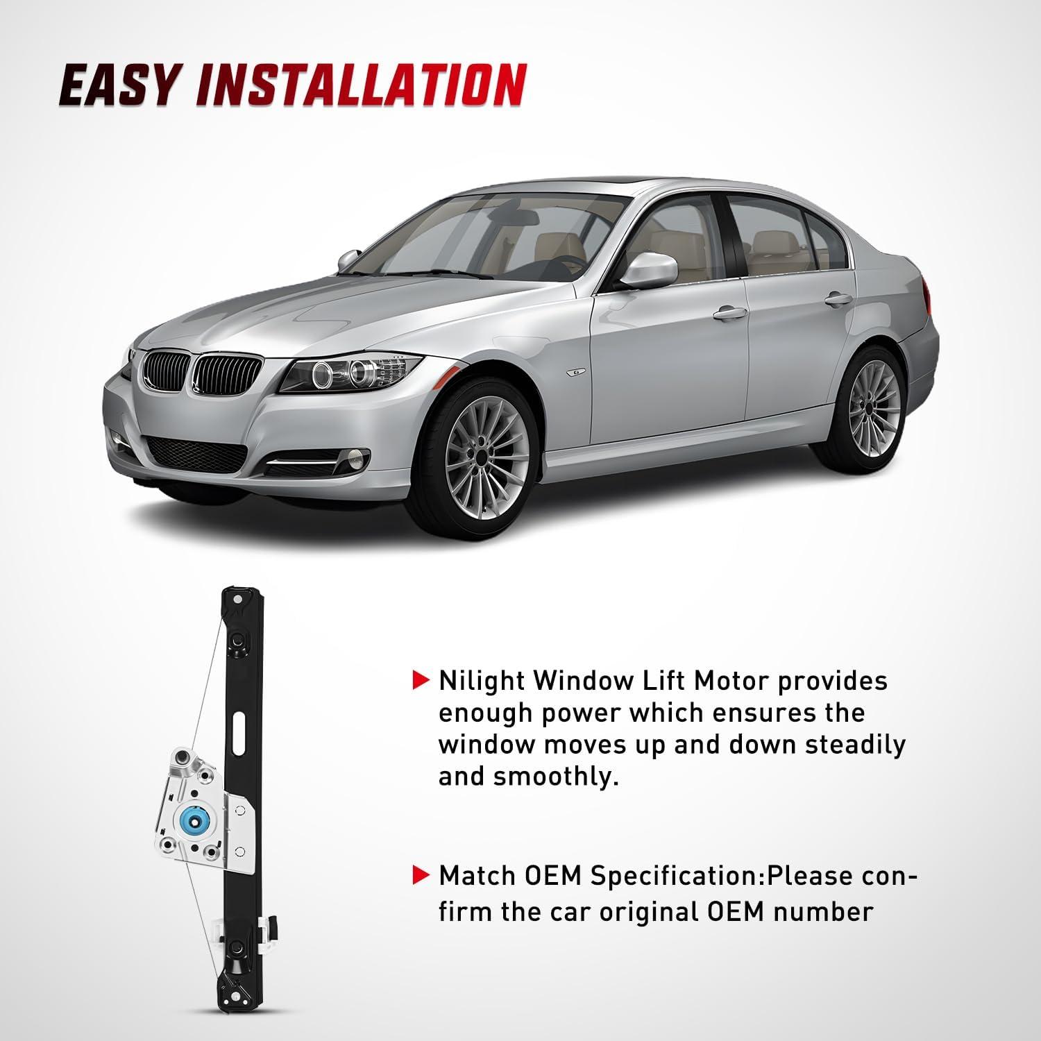 imageNilight 749469 Rear Passenger Side Power Window RegulatorCompatible with BMW E90 E91 323i 325i 325xi 328i 328i xDrive 330i 330xi 335i 335xi M3 2006 2007 2008 2009 2010 2011