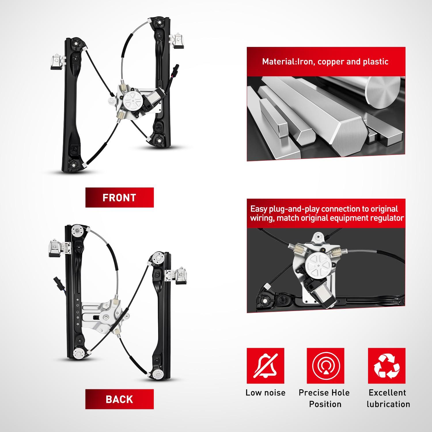 imageNilight 751739 Power Window Regulator with Motor for Front Driver Side Compatible with Chevy Cruze 2012 2013 2014 2015 2016 Chevy Cruze Limited Front Left SideFront Passenger