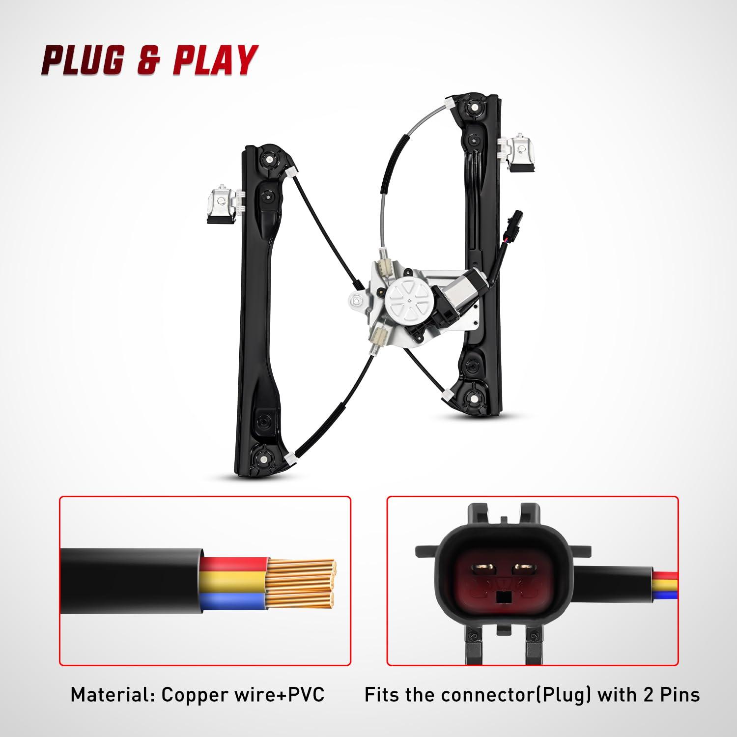 imageNilight 751739 Power Window Regulator with Motor for Front Driver Side Compatible with Chevy Cruze 2012 2013 2014 2015 2016 Chevy Cruze Limited Front Left SideFront Passenger