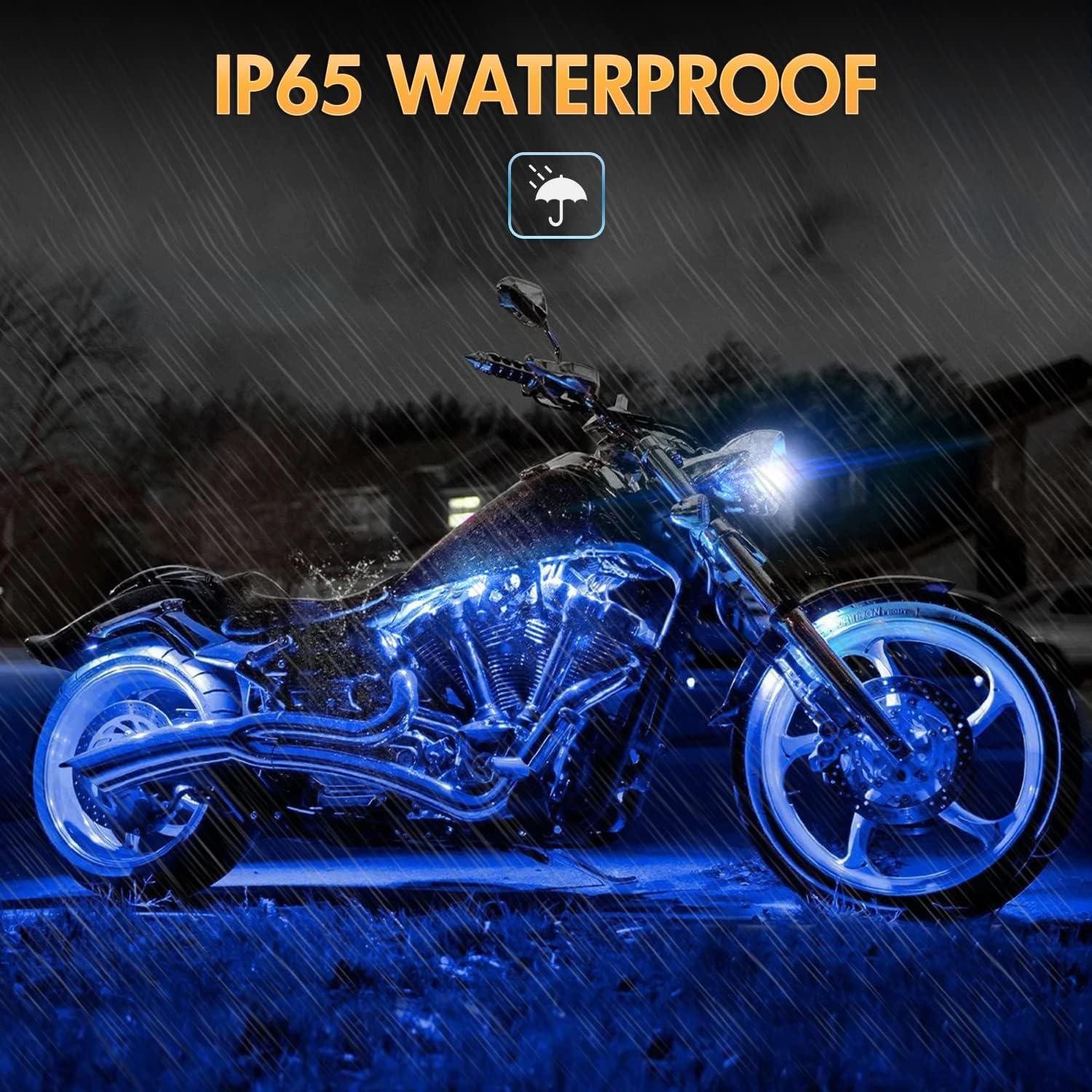 imageNilight 8PCS Motorcycle RGB Led Light Kit Waterproof MultiColor Atmosphere Lights Lamp with 4Key RF Wireless Remote for Harley Davidson Honda Kawasaki Suzuki 2 Years Warranty TL428Pcs RGB LED Pods Lights