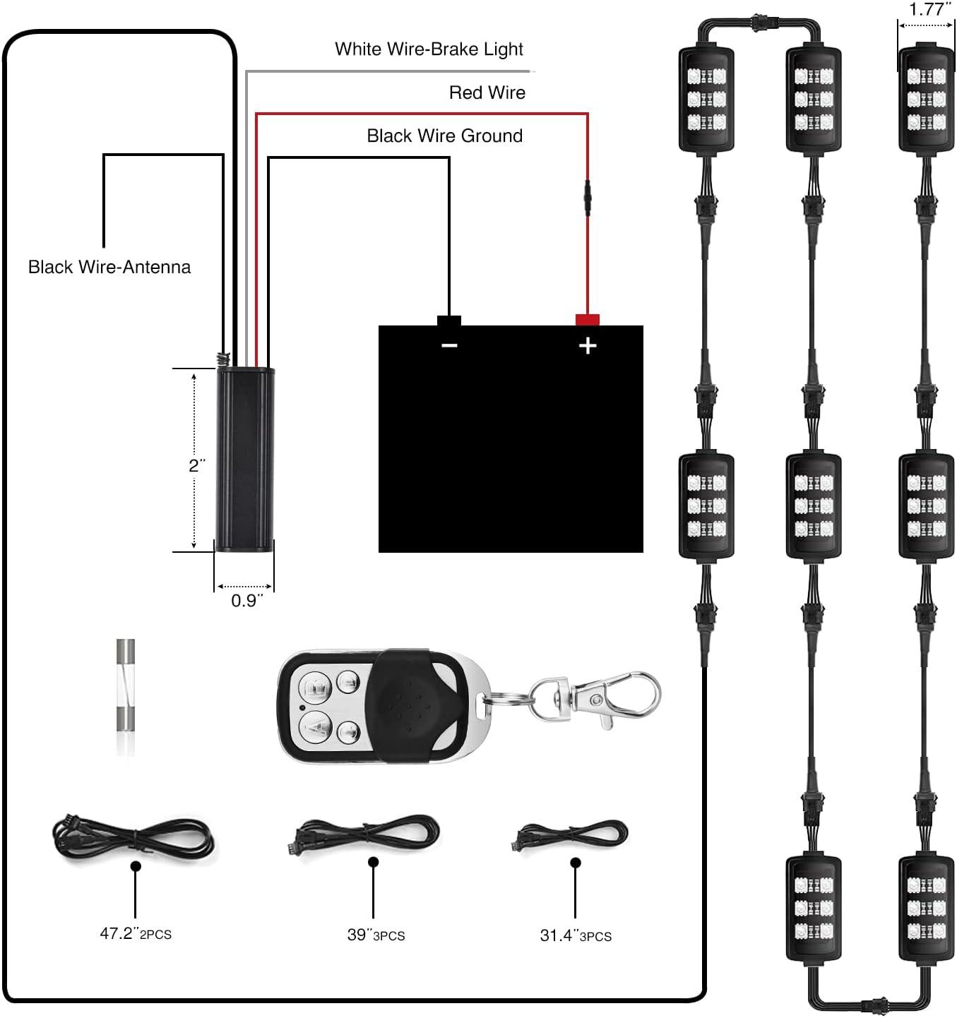 imageNilight 8PCS Motorcycle RGB Led Light Kit Waterproof MultiColor Atmosphere Lights Lamp with 4Key RF Wireless Remote for Harley Davidson Honda Kawasaki Suzuki 2 Years Warranty TL428Pcs RGB LED Pods Lights