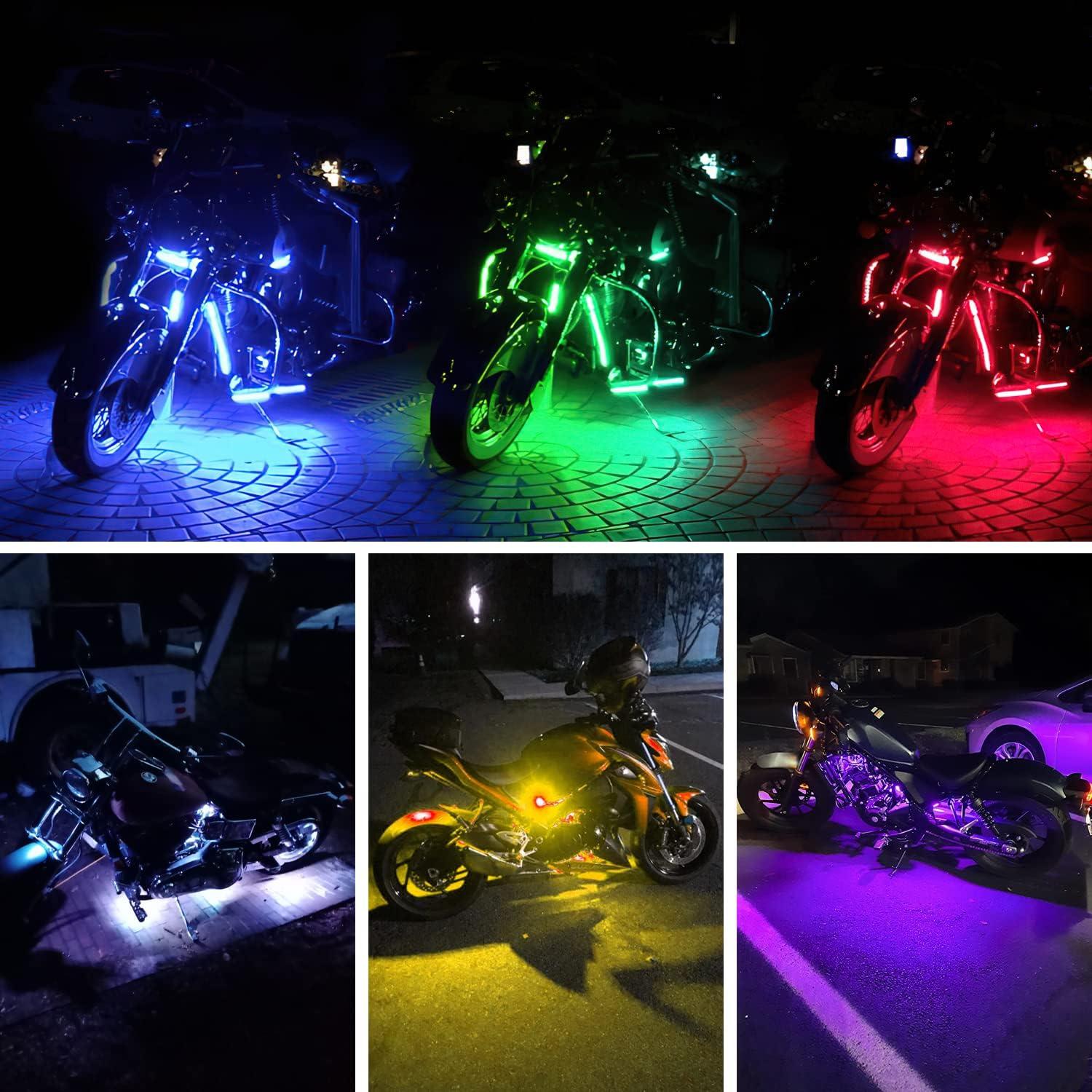 imageNilight 8PCS Motorcycle RGB Led Light Kit Waterproof MultiColor Atmosphere Lights Lamp with 4Key RF Wireless Remote for Harley Davidson Honda Kawasaki Suzuki 2 Years Warranty TL428Pcs RGB LED Pods Lights