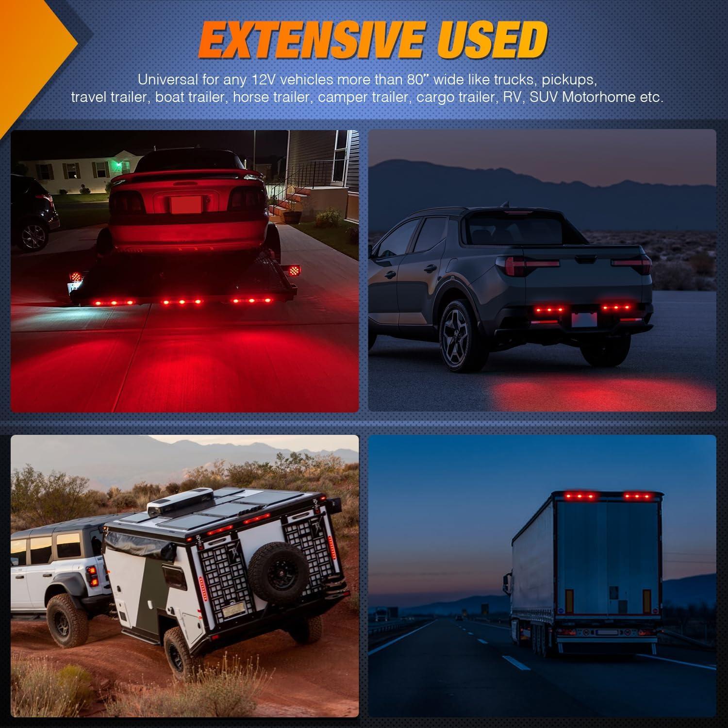 imageNilight 9 LED Marker Tail Trailer Light Bar 142Inch 2 PCS Red Clearance Identification Running Mark ID Rear Stainless Steel Bracket for 12V Pickup Truck RV BoatRed 2Pcs