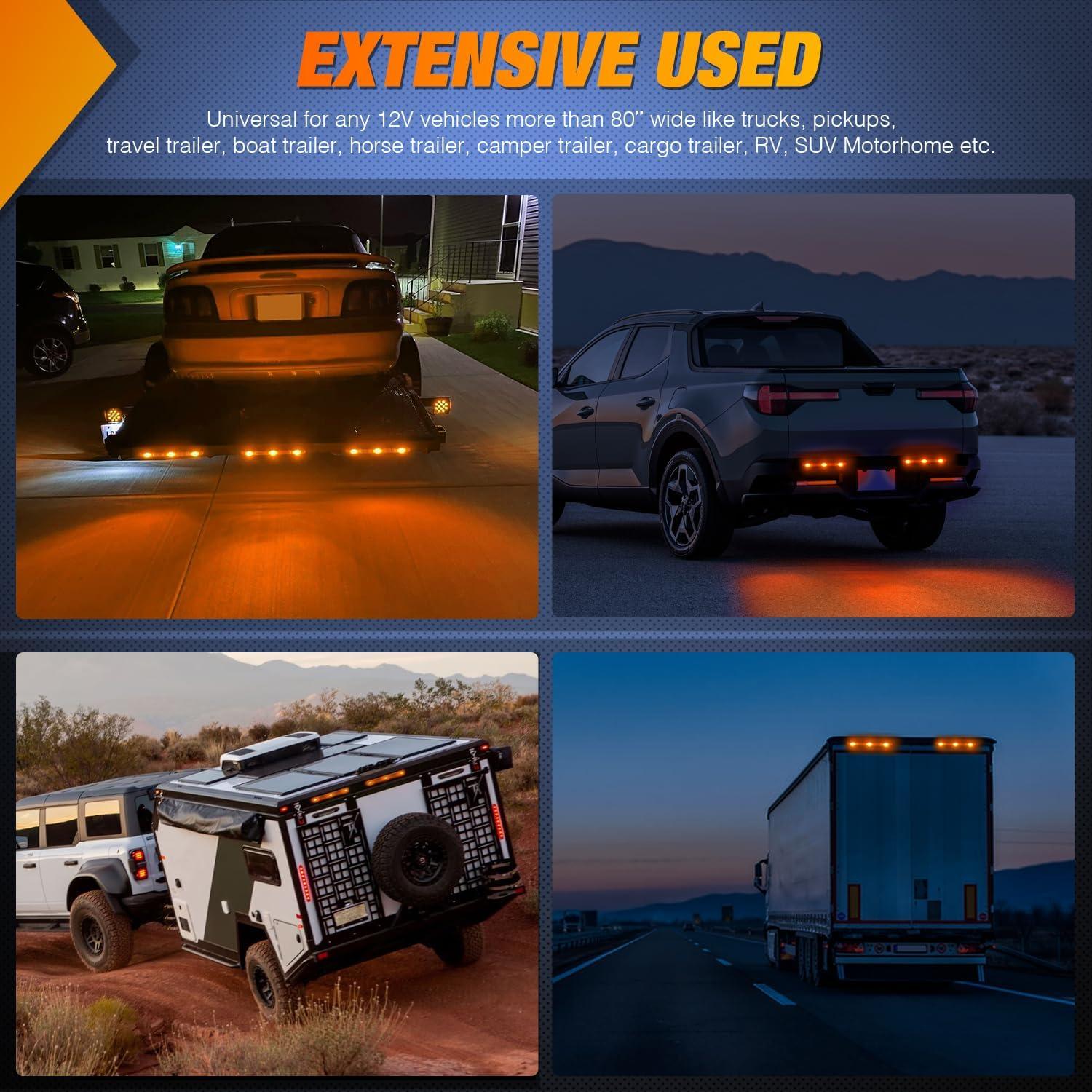 imageNilight 9 LED Marker Tail Trailer Light Bar 142Inch 2 PCS Red Clearance Identification Running Mark ID Rear Stainless Steel Bracket for 12V Pickup Truck RV BoatAmber 2Pcs