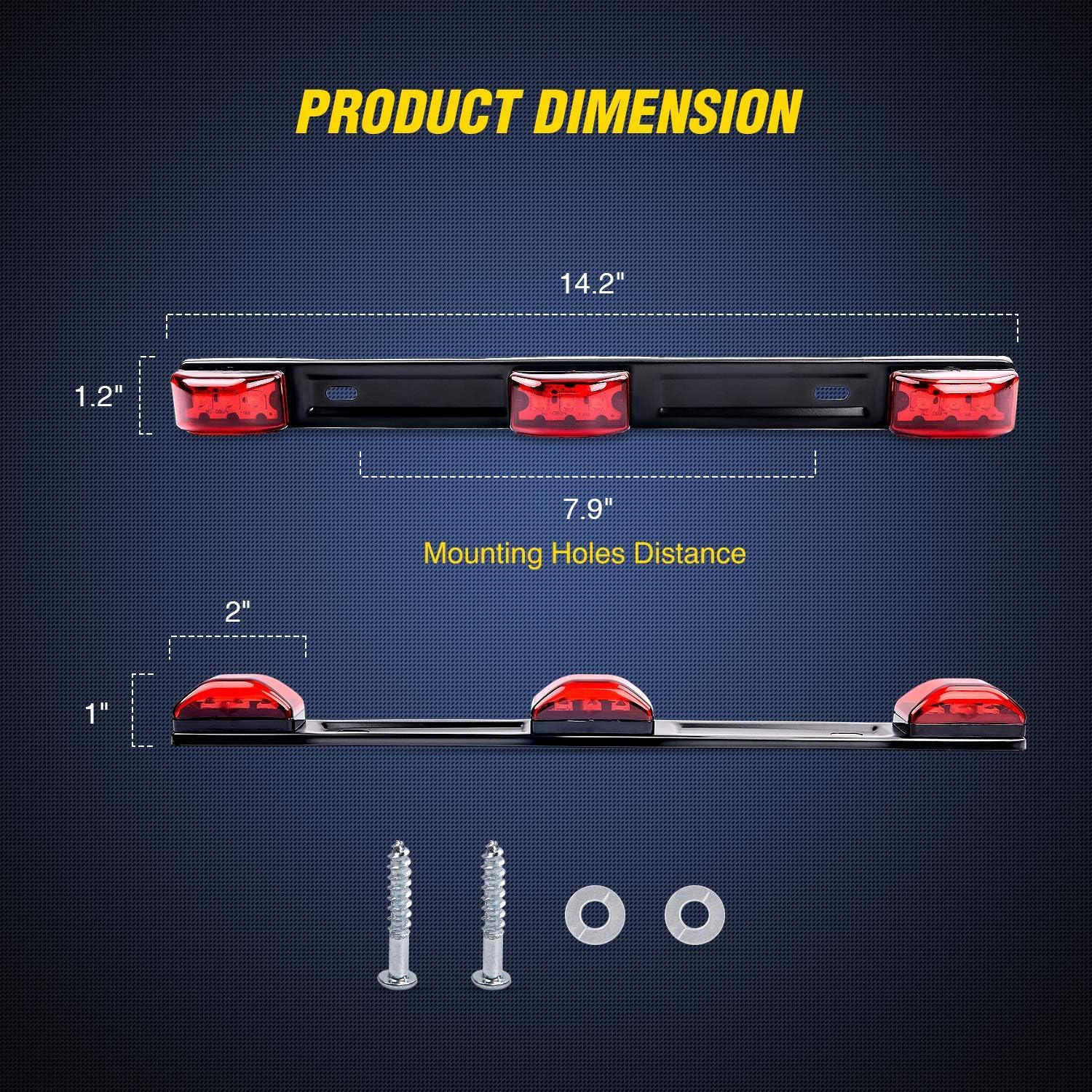 imageNilight 9 LED Marker Tail Trailer Light Bar 142Inch 2 PCS Red Clearance Identification Running Mark ID Rear Stainless Steel Bracket for 12V Pickup Truck RV BoatRed